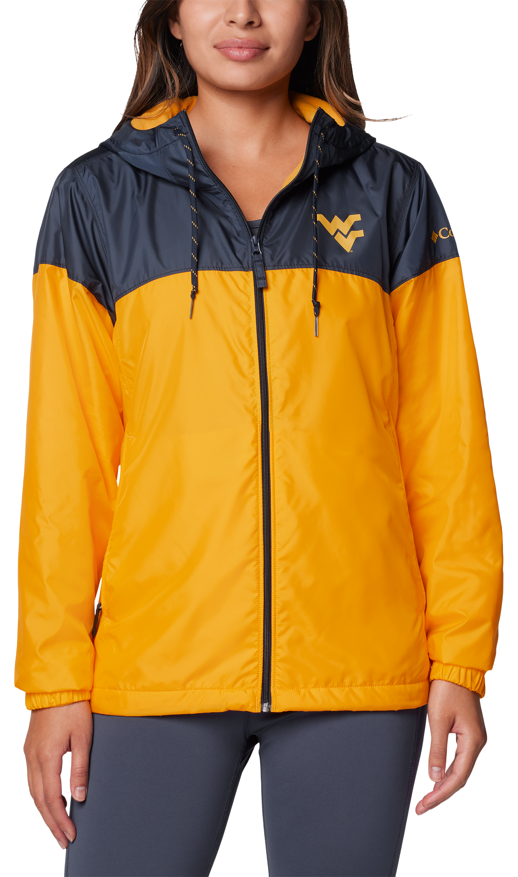 Image of Columbia Collegiate Flash Forward II Lined Jacket for Ladies - West Virginia/Collegiate Navy - S