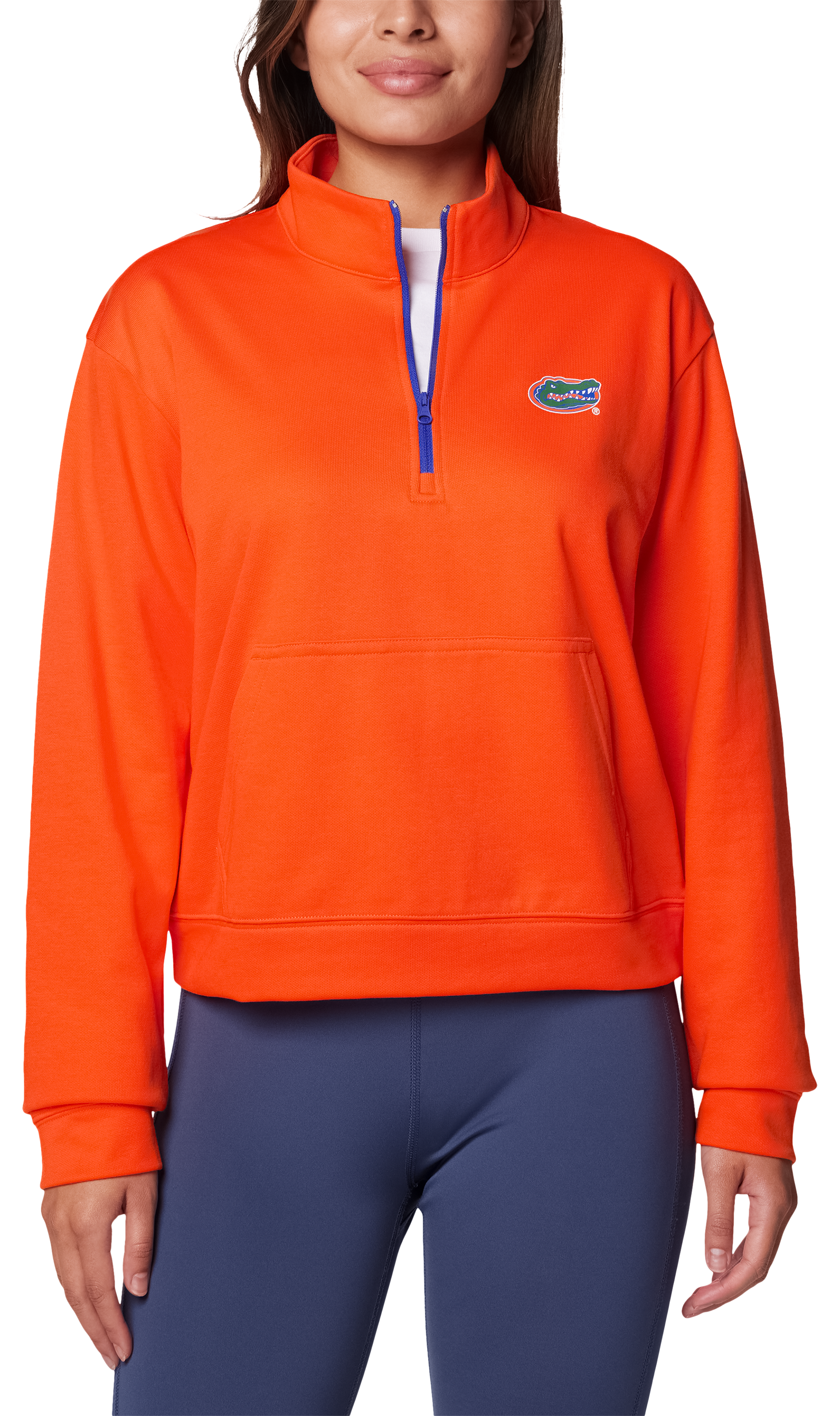 Image of Columbia Collegiate Trek French Terry Half-Zip Pullover for Ladies - Univ of Florida/Spark Orange - XL