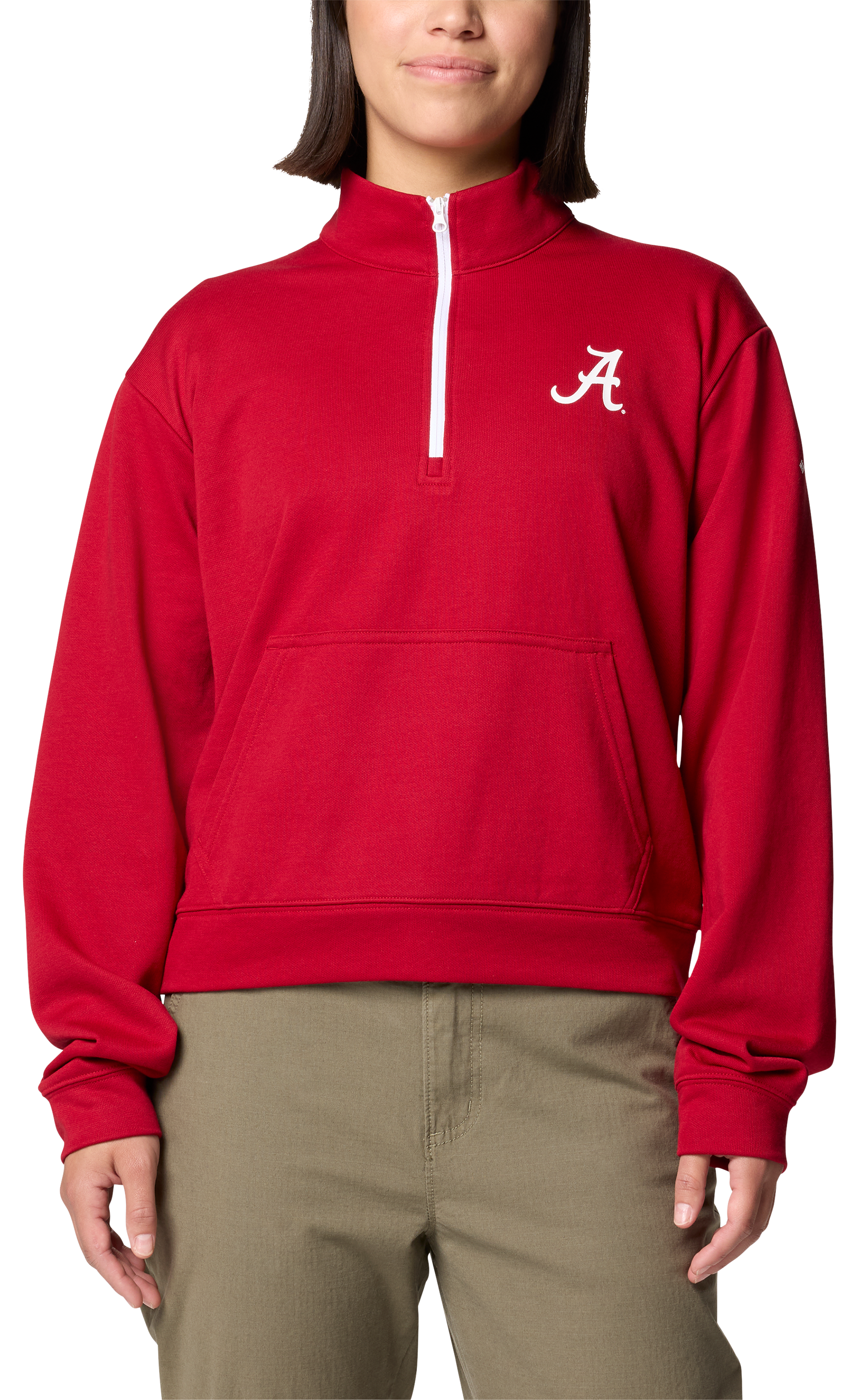 Image of Columbia Collegiate Trek French Terry Half-Zip Pullover for Ladies - Univ of Alabama/Red Velvet - S