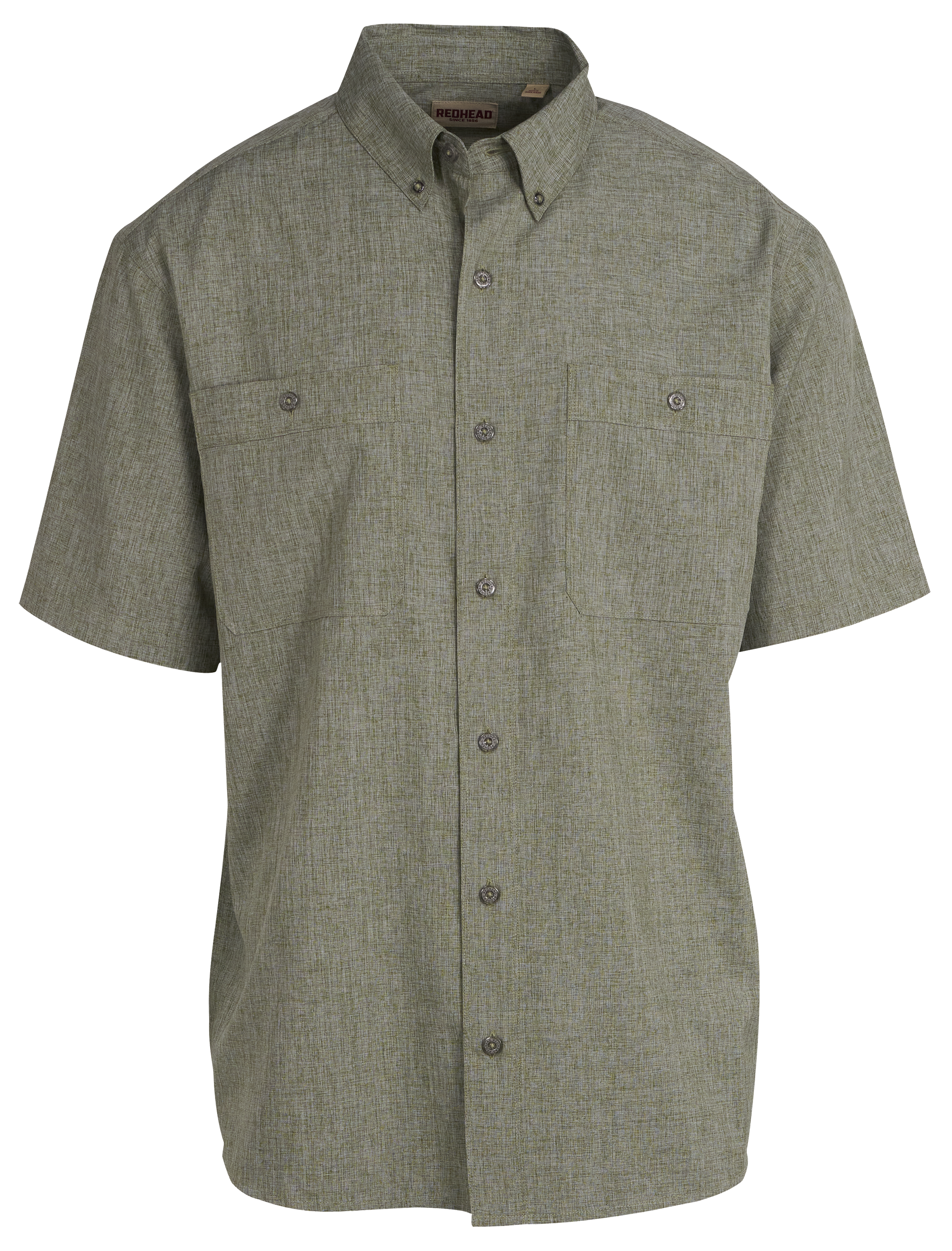 Image of RedHead Pro Series Chambray Short-Sleeve Shirt for Men - Oil Green - S