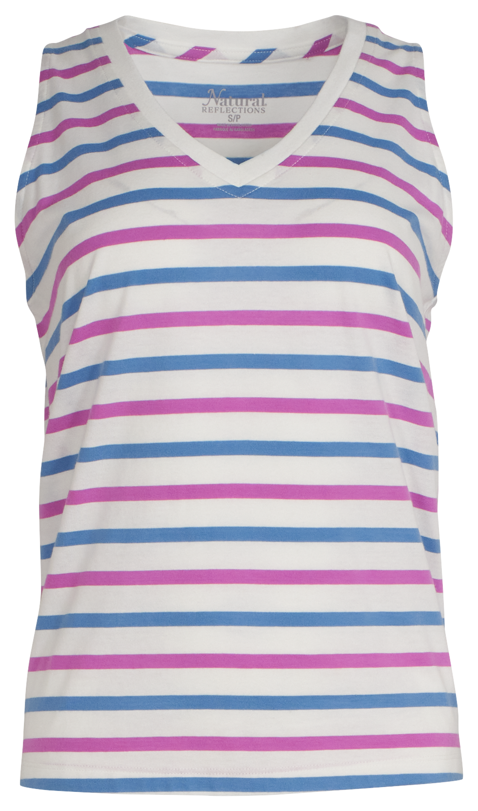 Image of Natural Reflections Everyday REPREVE V-Neck Tank Top - Blanc De Blanc Stripe