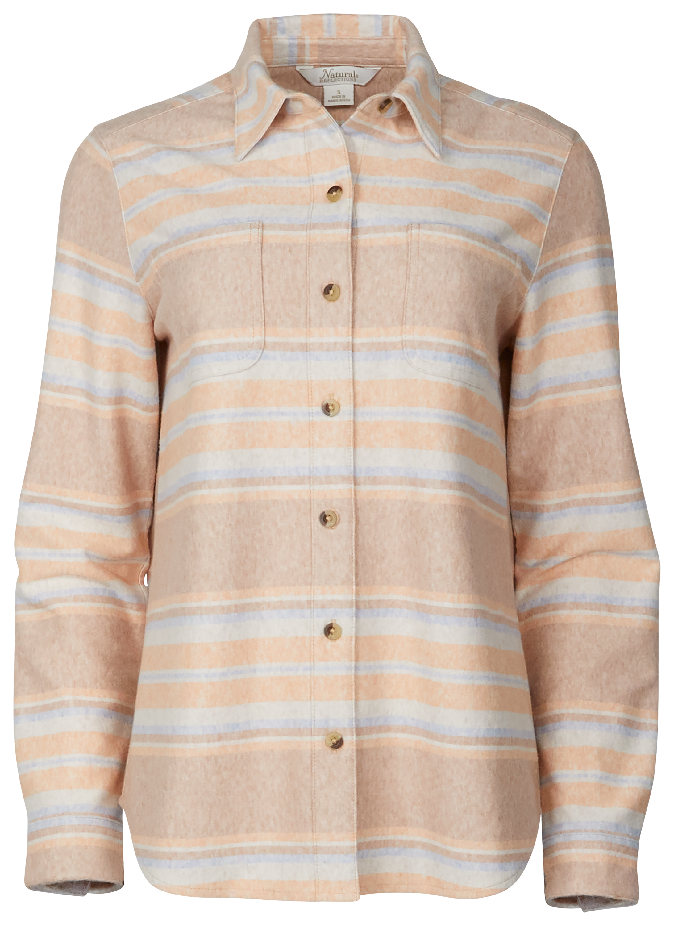 Image of Natural Reflections River Basin Sweater-Knit Long-Sleeve Shirt - Tropical Peach Stripe