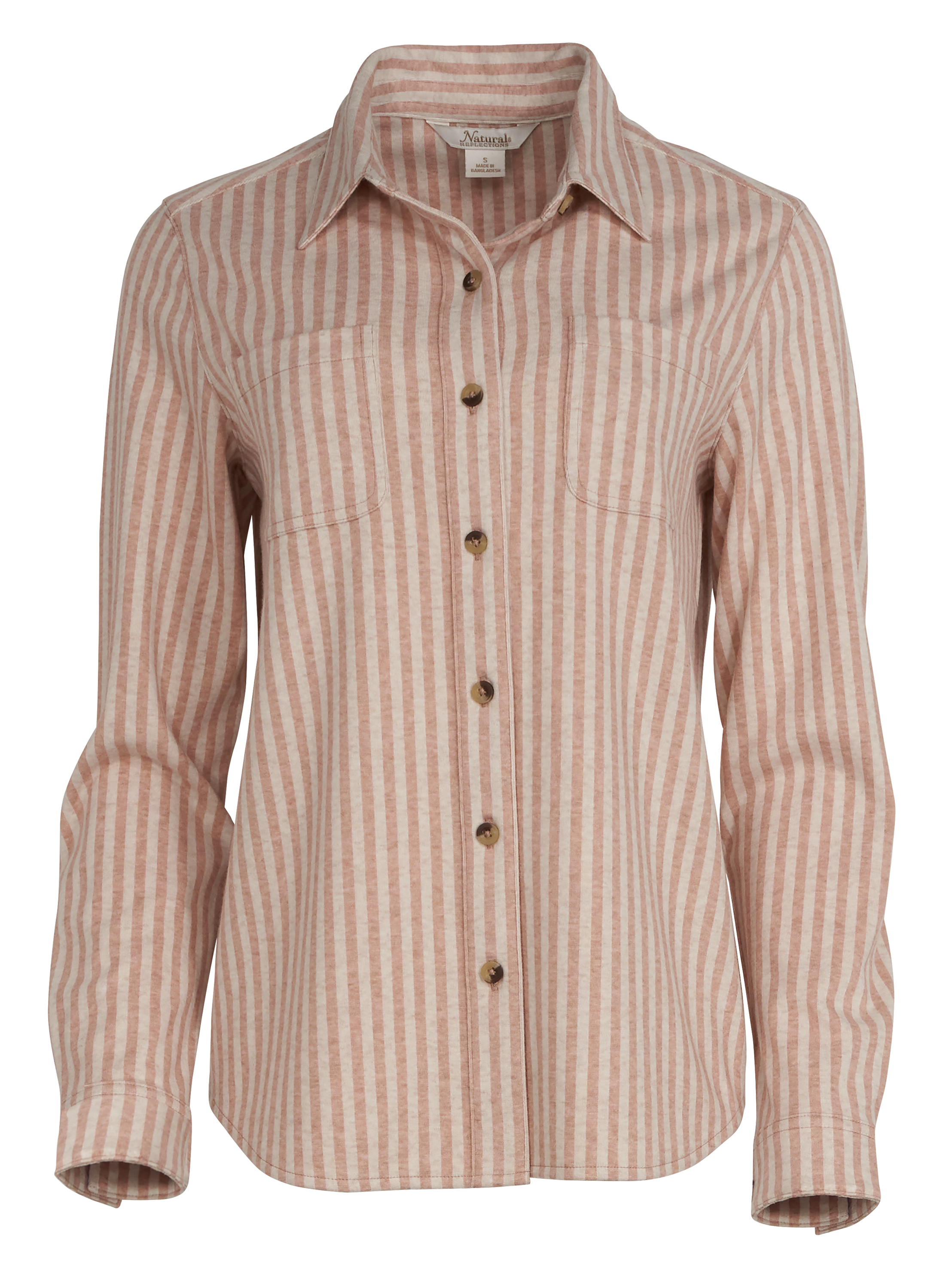 Image of Natural Reflections River Basin Sweater-Knit Long-Sleeve Shirt - Warm Taupe Stripe