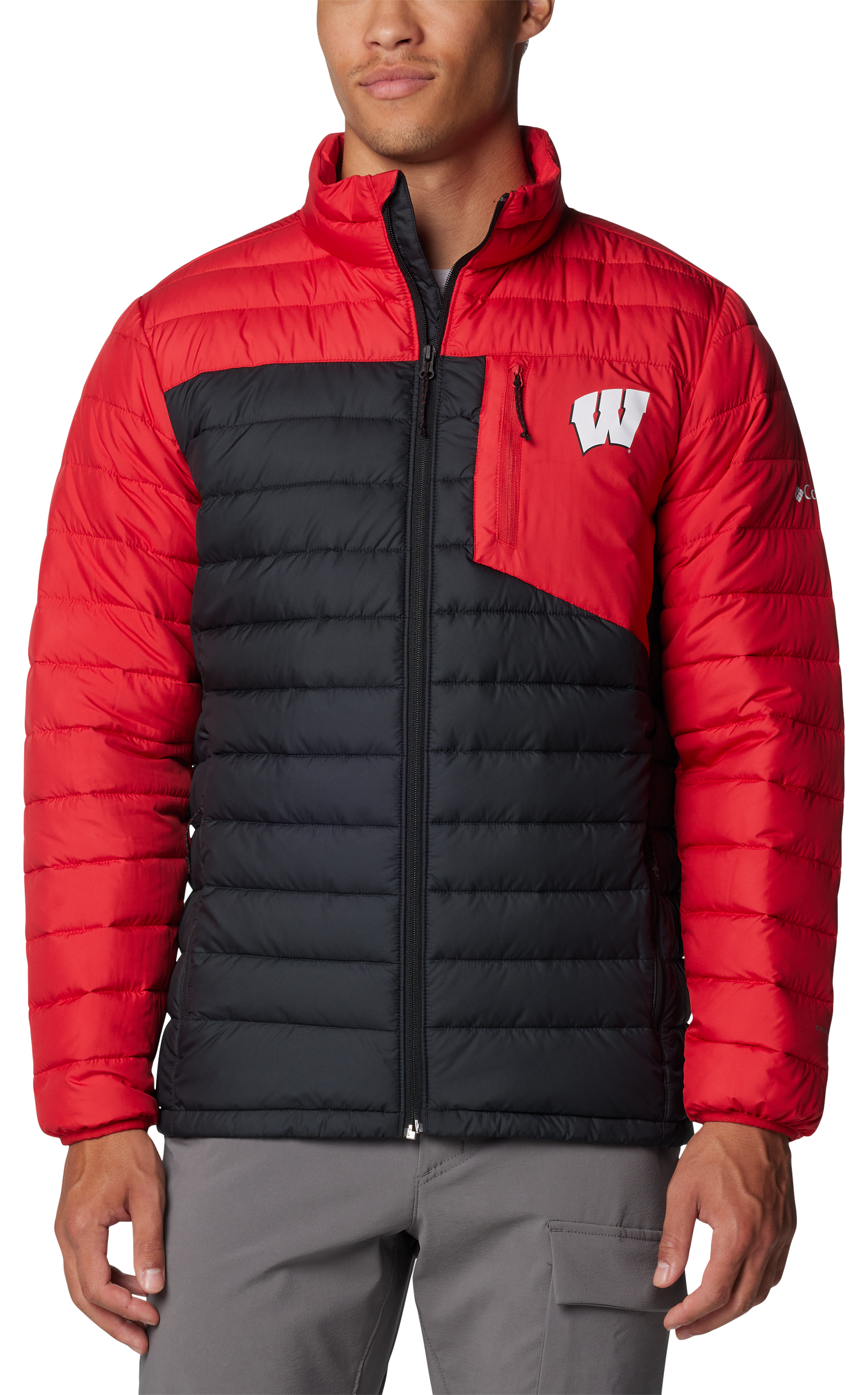 Image of Columbia Collegiate Double Blitz Omni-Heat Infinity Parka for Men - University of Wisconsin/Black - M