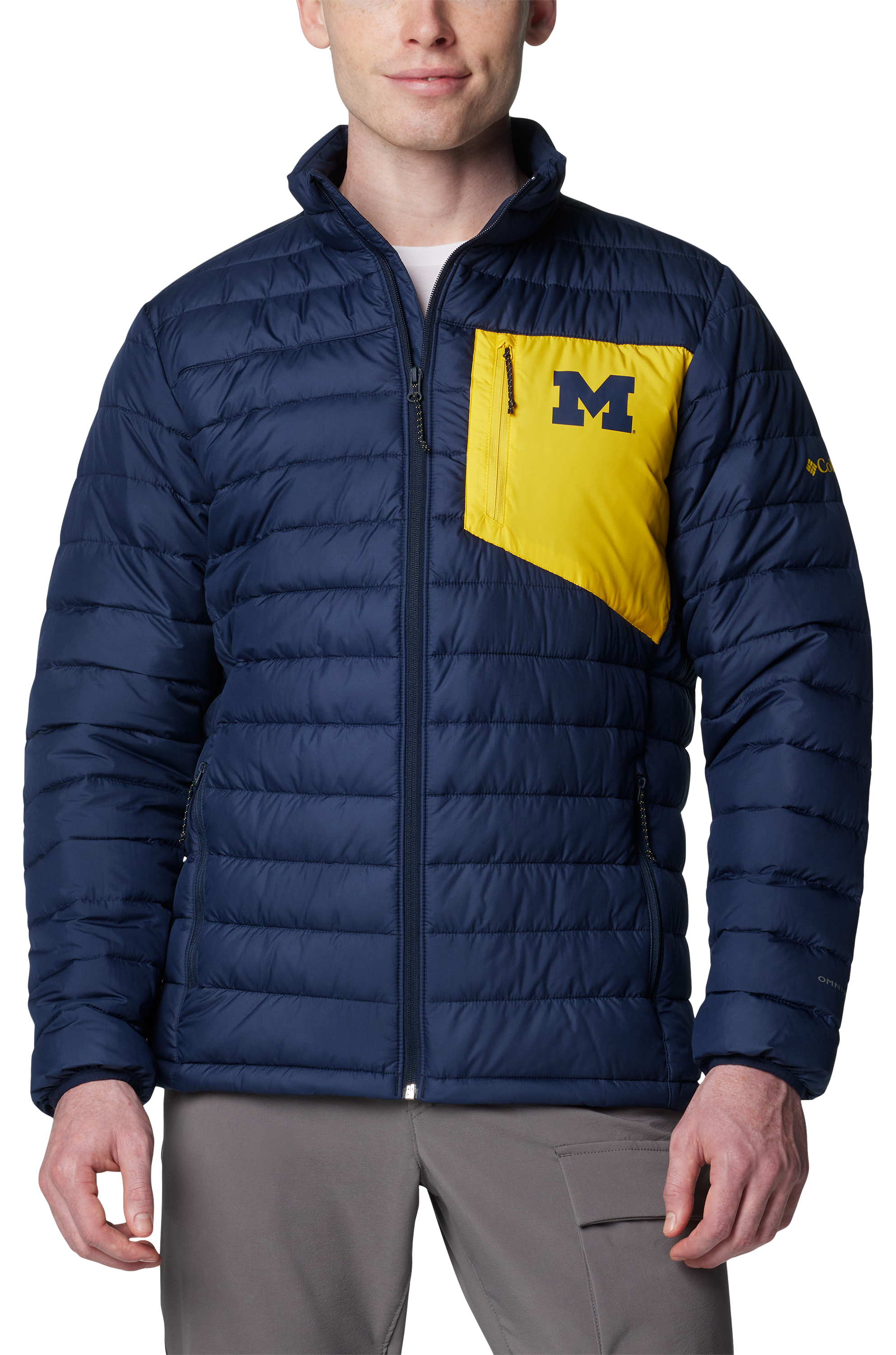 Image of Columbia Collegiate Double Blitz Omni-Heat Infinity Parka for Men - University of Michigan/Collegiate Navy - M