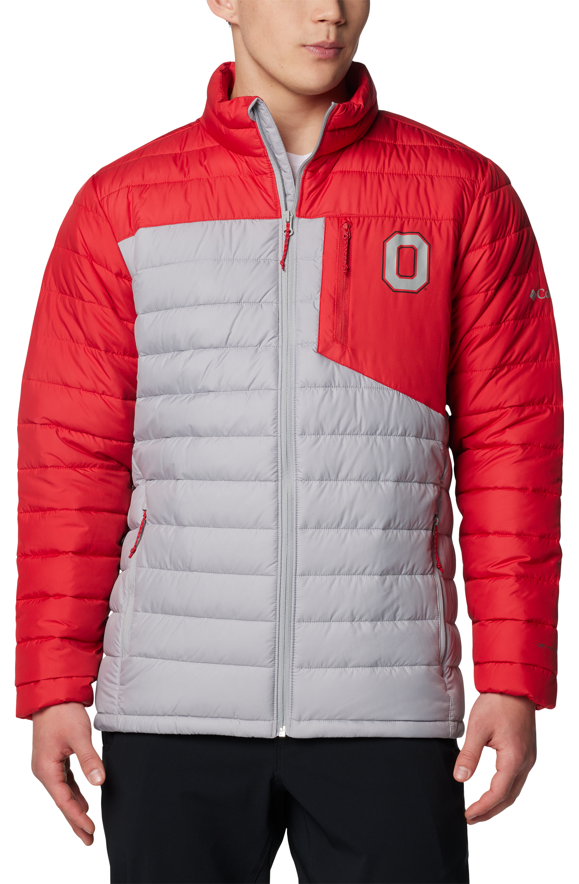 Image of Columbia Collegiate Double Blitz Omni-Heat Infinity Parka for Men - Ohio State University/Columbia Grey - M