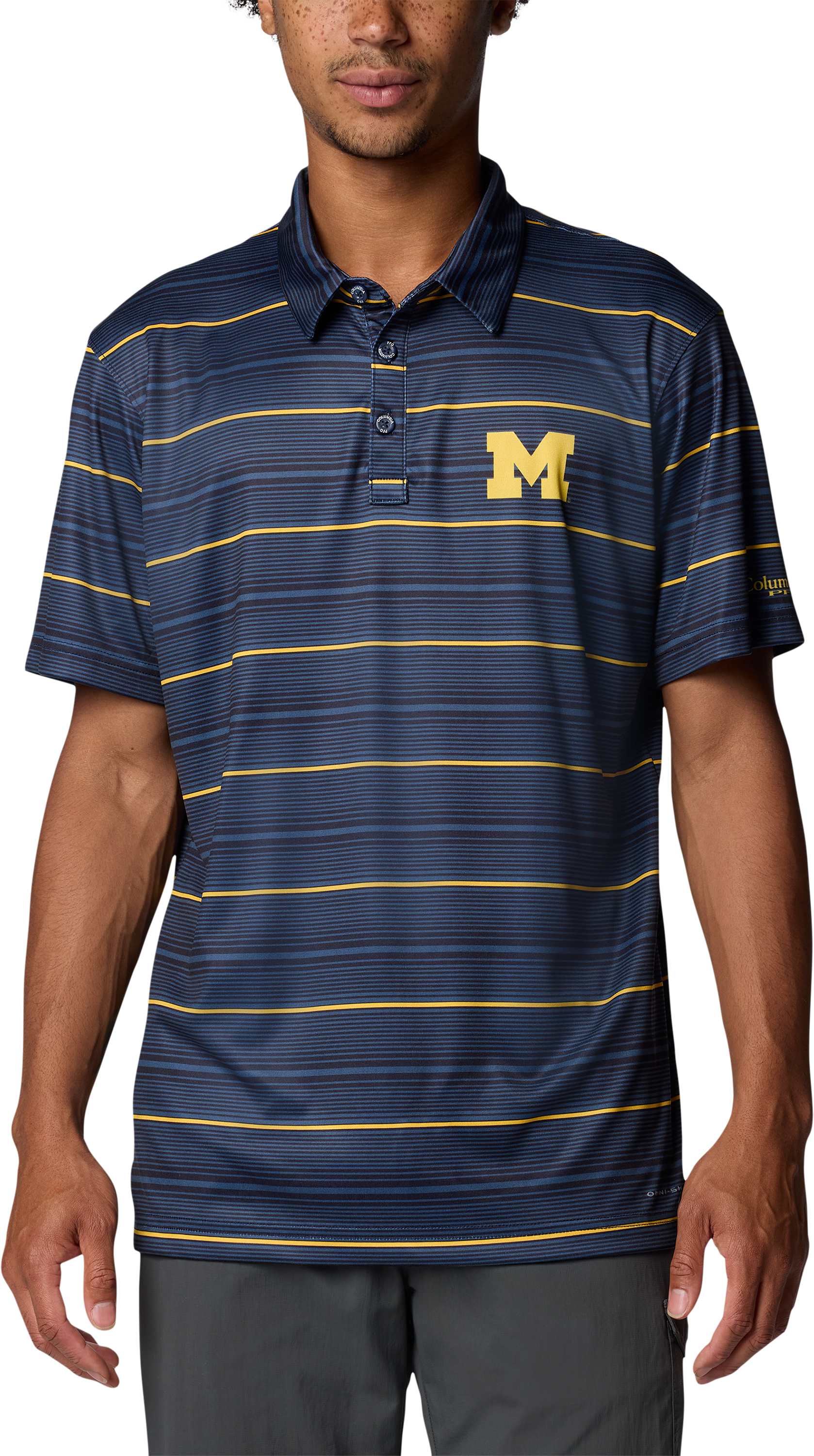 Columbia Collegiate Super Terminal Tackle Short-Sleeve Polo for Men - University of Michigan/Collegiate Navy - M