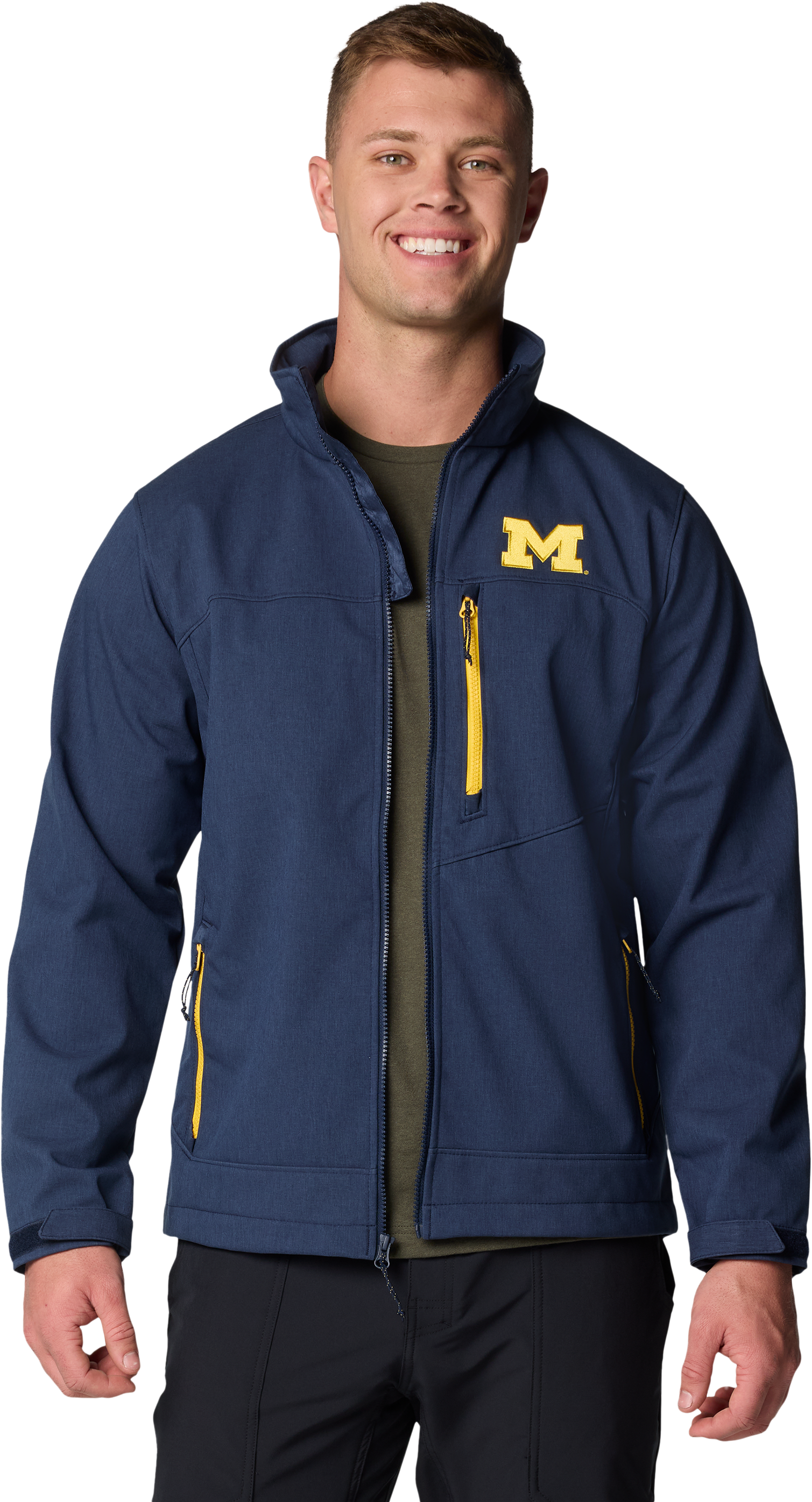 Image of Columbia Collegiate Ascender III Softshell Jacket for Men - Univ of Michigan/Collegiate Navy - S