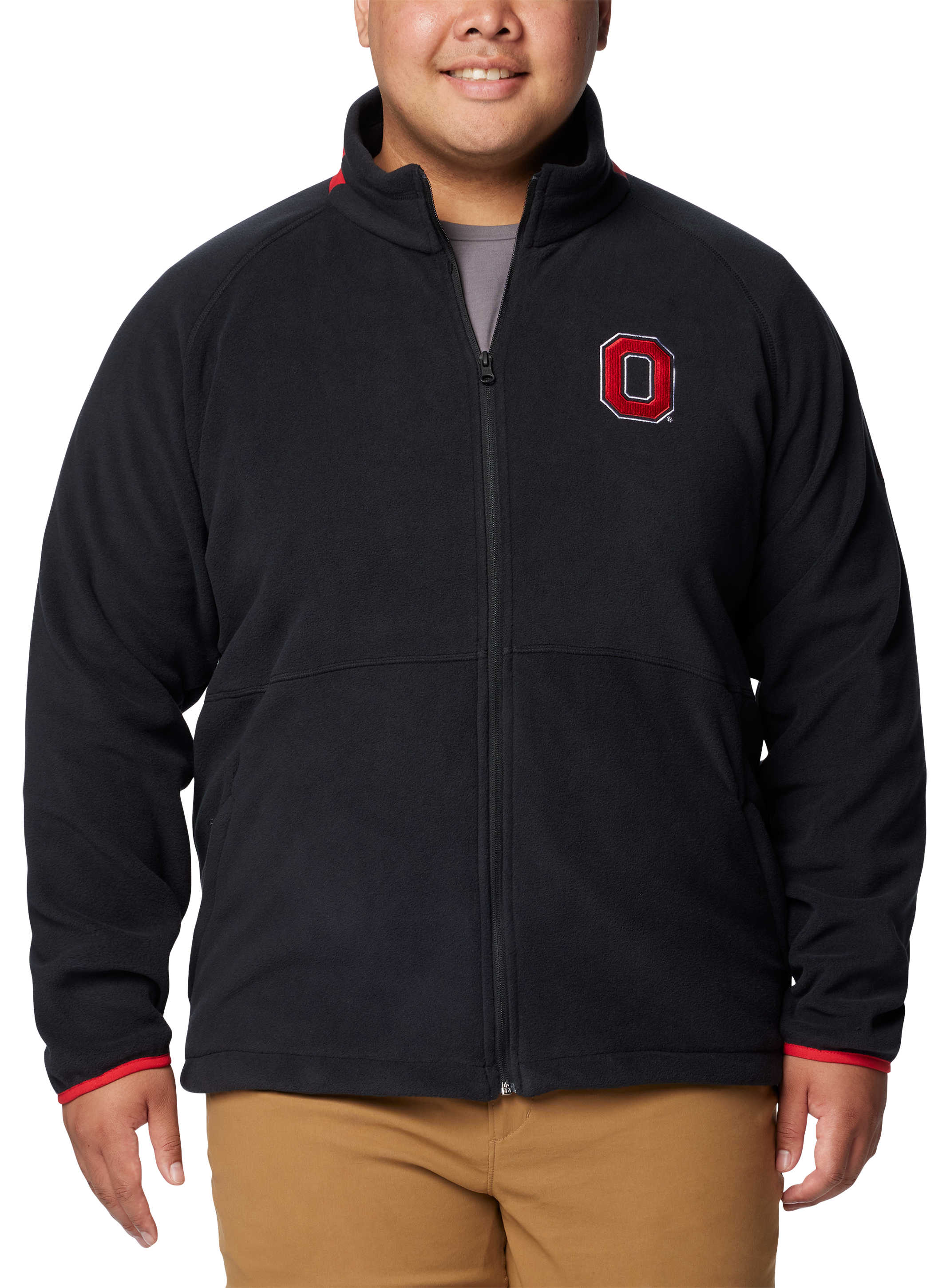 Image of Columbia Collegiate Flanker IV Fleece Long-Sleeve Jacket for Men - Ohio State University/Black - S