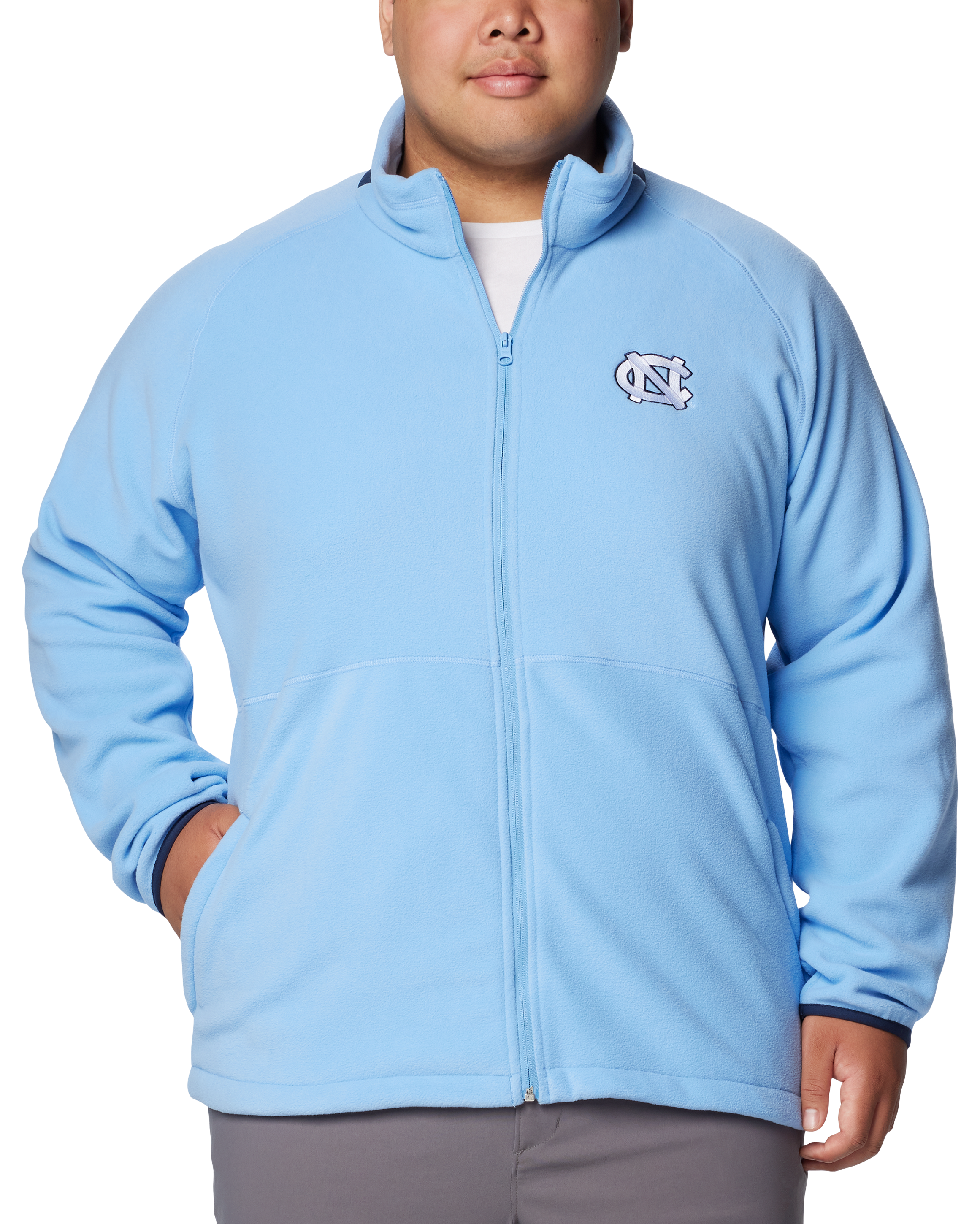 Image of Columbia Collegiate Flanker IV Fleece Long-Sleeve Jacket for Men - University of N Carolina/White Cap - L