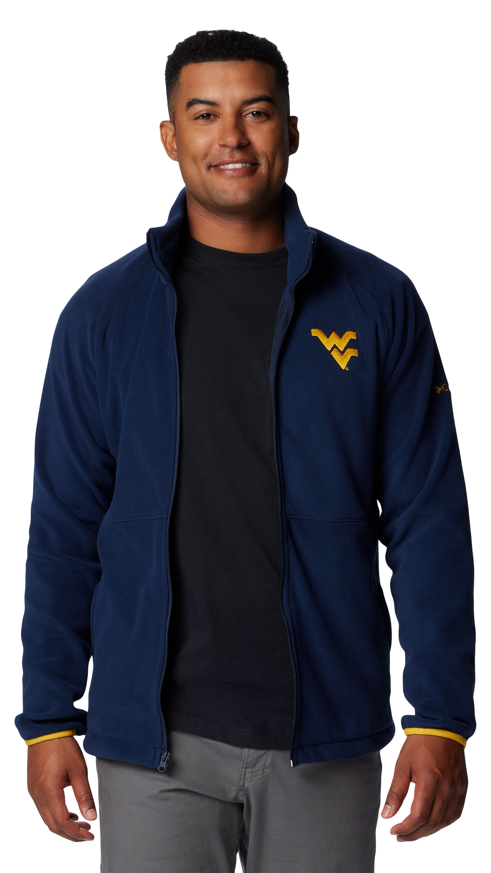 Image of Columbia Collegiate Flanker IV Fleece Long-Sleeve Jacket for Men - University of Michigan/Collegiate Navy - S