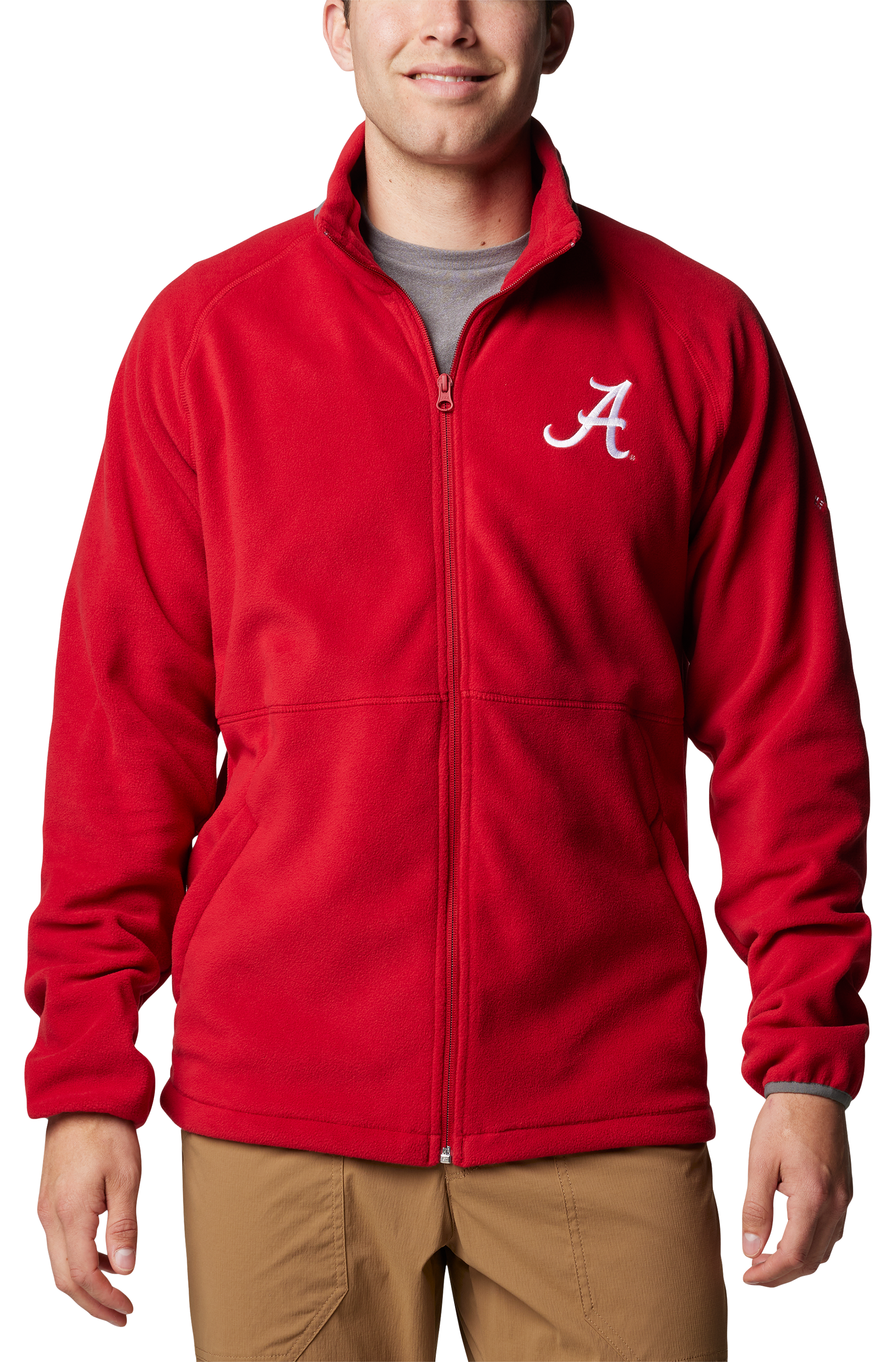 Image of Columbia Collegiate Flanker IV Fleece Long-Sleeve Jacket for Men - University of Alabama/Red Velvet - L