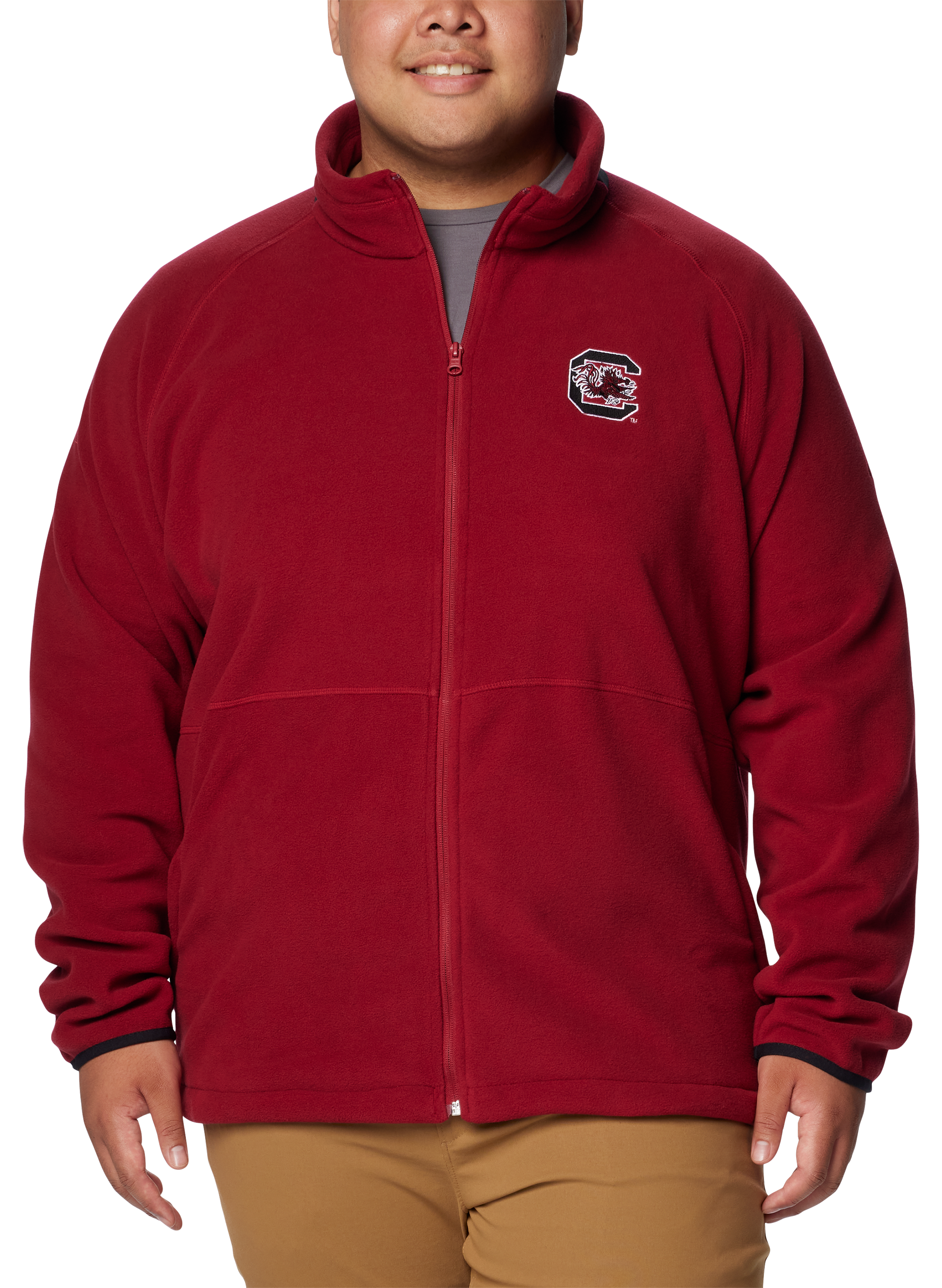 Image of Columbia Collegiate Flanker IV Fleece Long-Sleeve Jacket for Men - University of South Carolina/Beet - XL