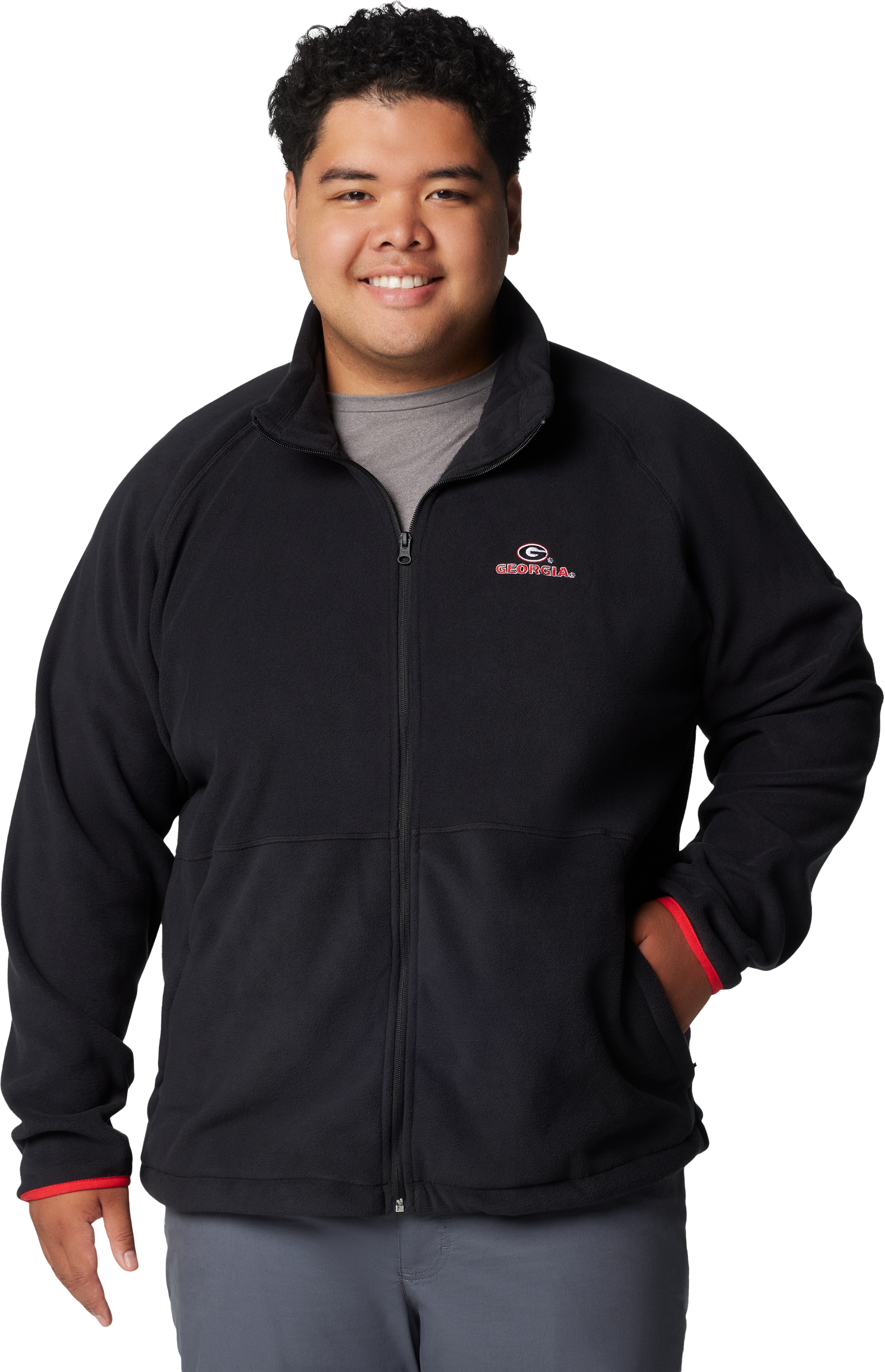 Image of Columbia Collegiate Flanker IV Fleece Long-Sleeve Jacket for Men - University of Georgia/Black - S