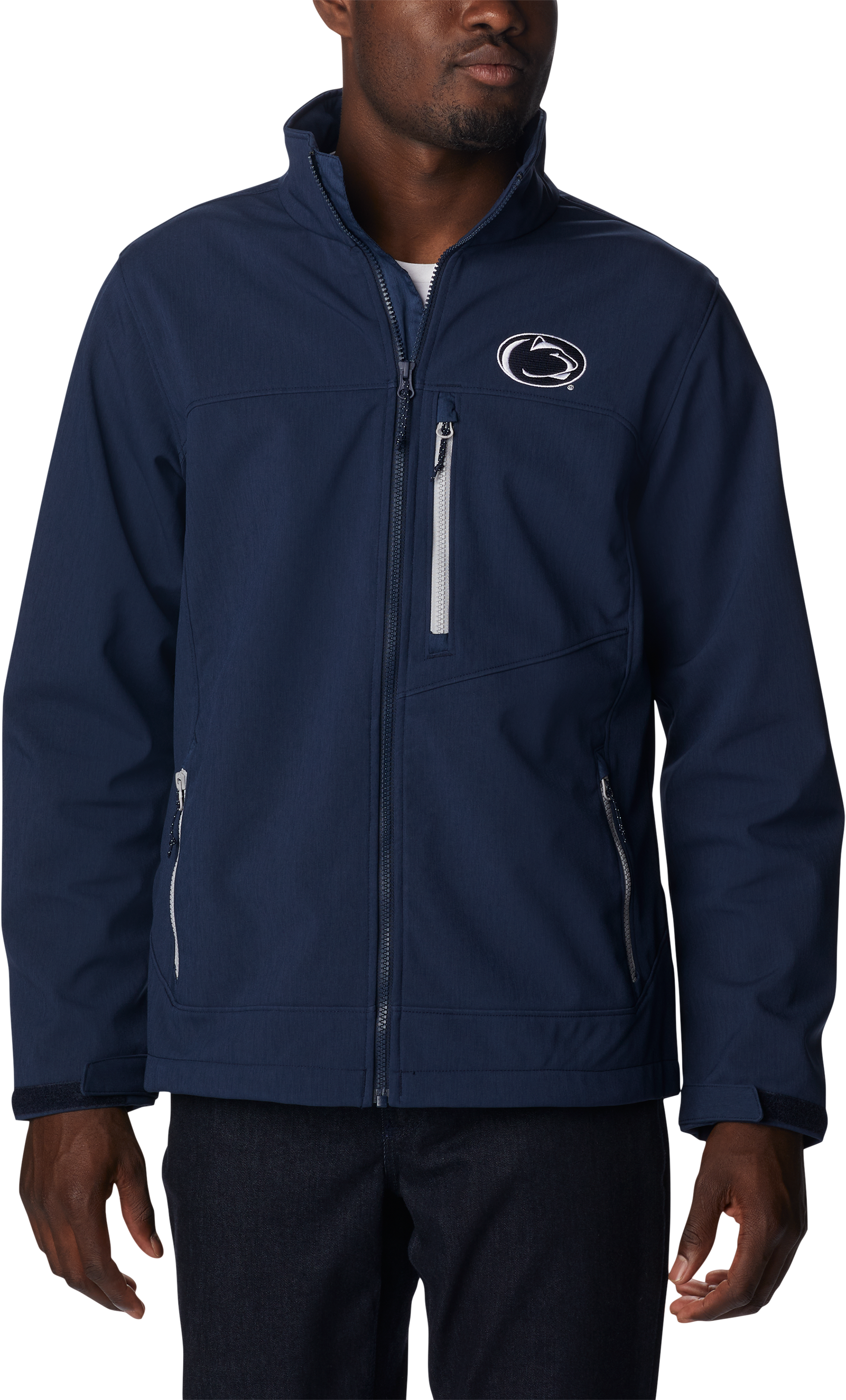 Image of Columbia Collegiate Ascender III Softshell Jacket for Men - Penn State Univ/Collegiate Navy - XXL