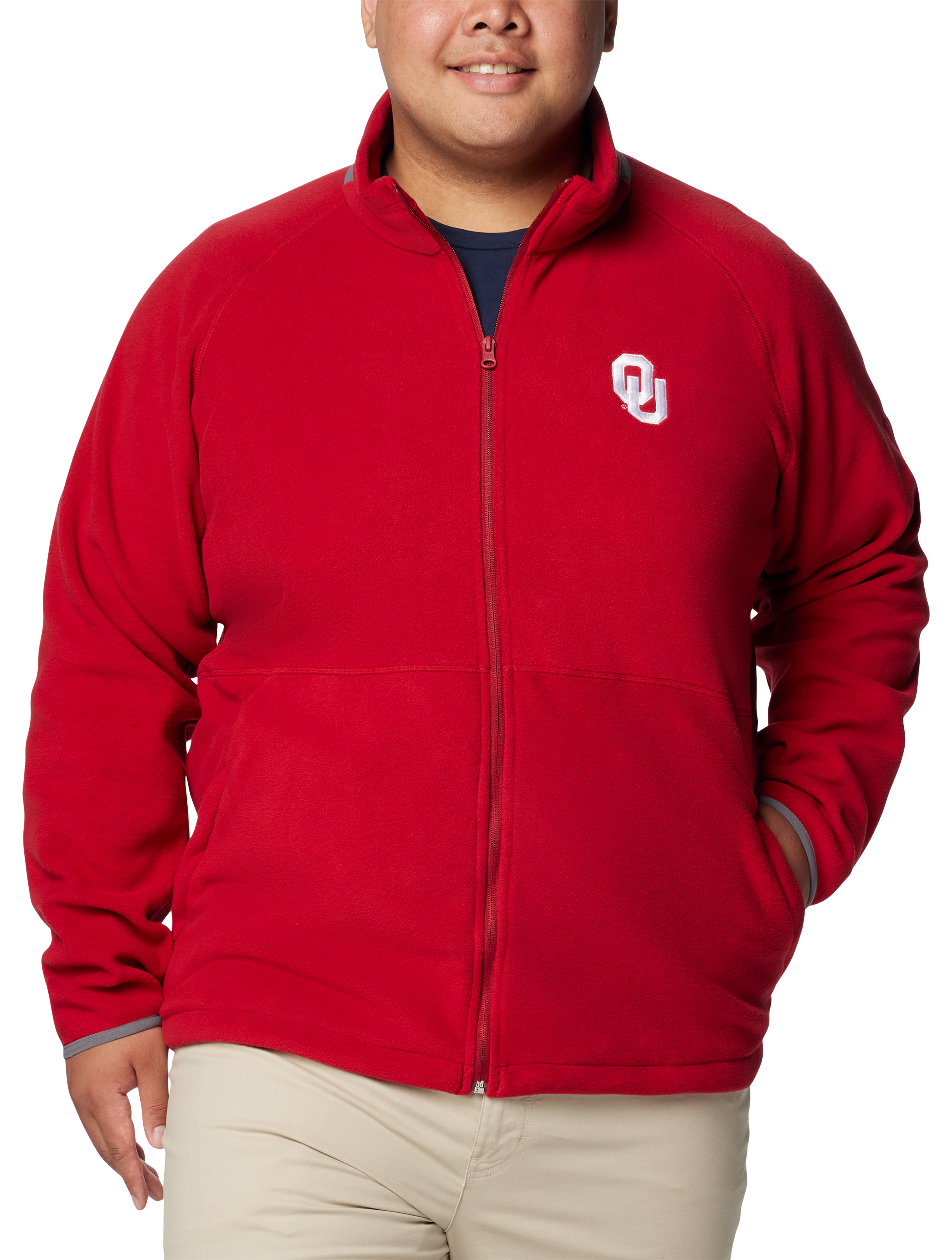 Image of Columbia Collegiate Flanker IV Fleece Long-Sleeve Jacket for Men - University of Oklahoma/Red Velvet - M