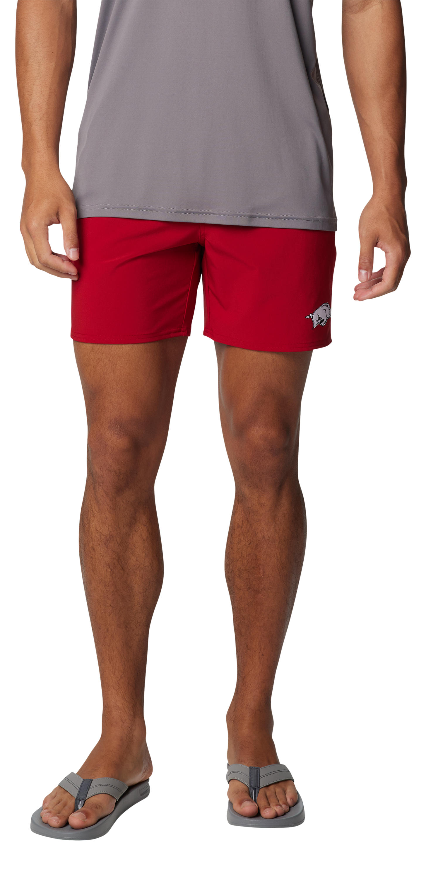 Image of Columbia Collegiate Terminal Roamer Stretch Shorts for Men - Univ of Arkansas/Red Velvet - XL