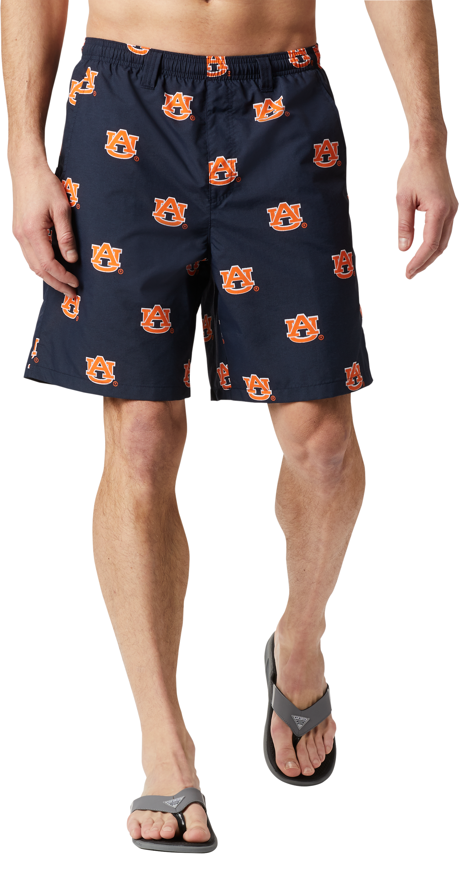 Image of Columbia Collegiate Backcast III Printed Shorts for Men - Auburn University/Collegiate Navy - S