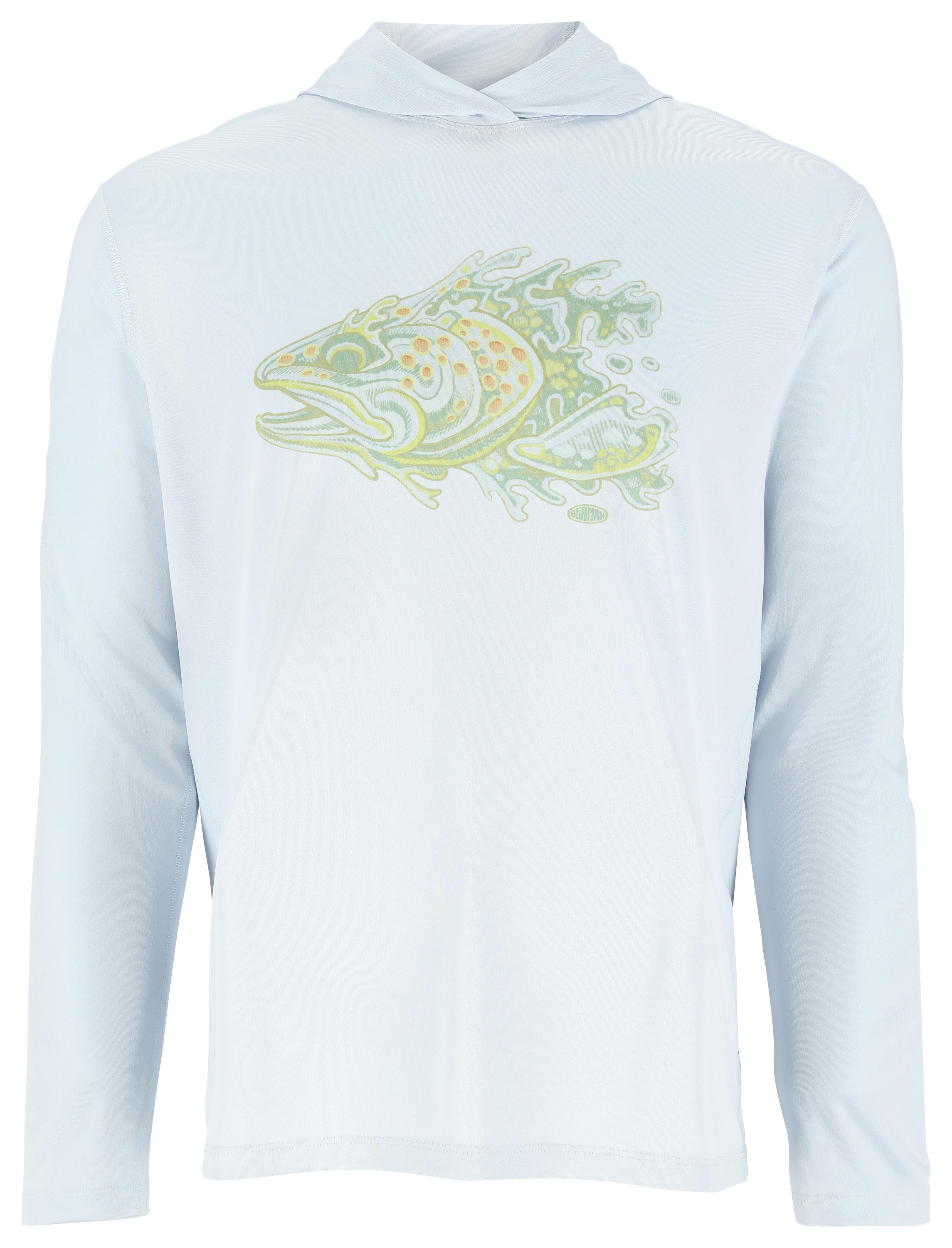 Image of Simms Artist Series Trout Tech Hoodie for Men - Bimini Trout Heather - M