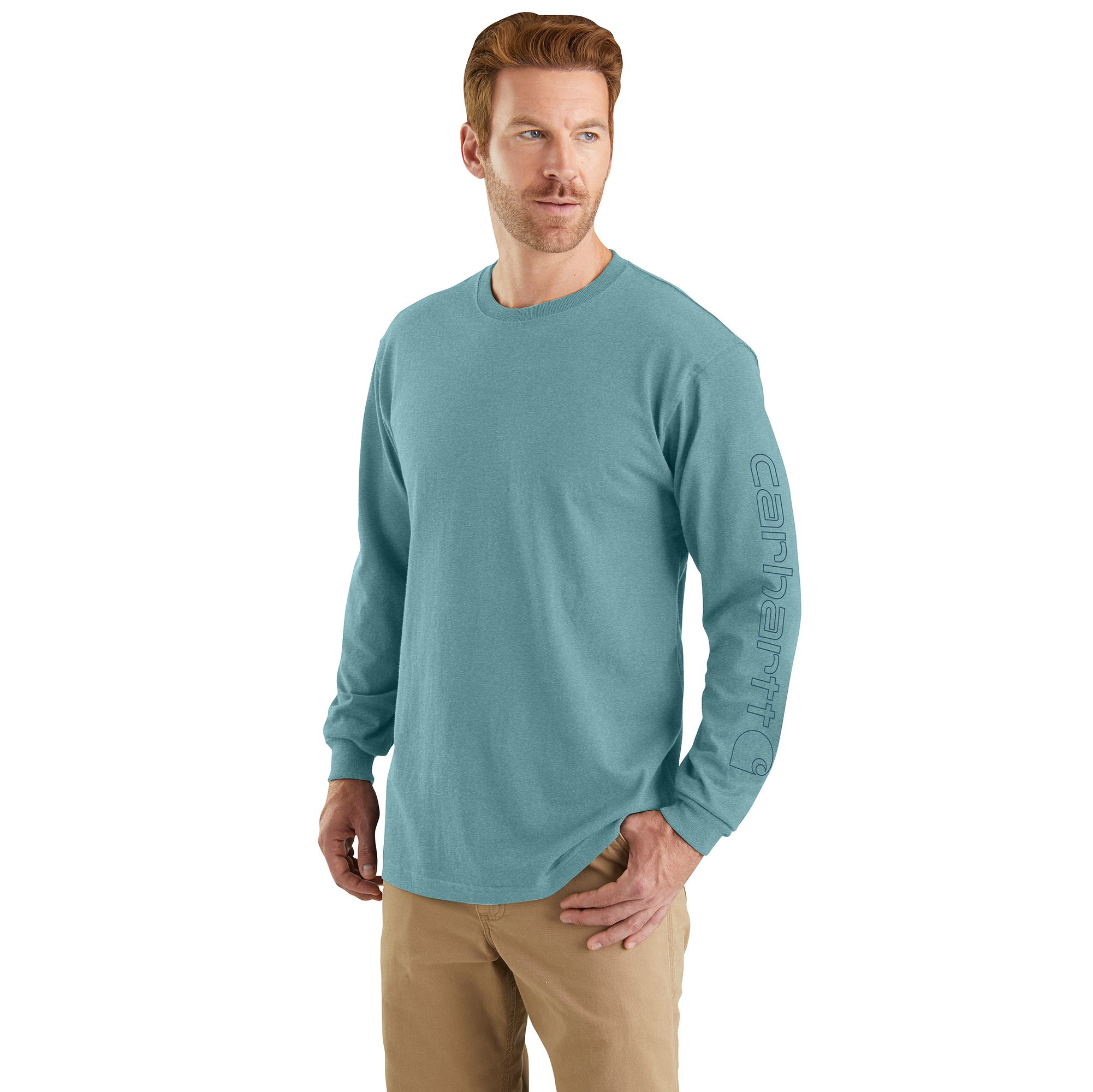 Carhartt Loose-Fit Heavyweight Logo Sleeve Graphic Long-Sleeve T-Shirt for Men