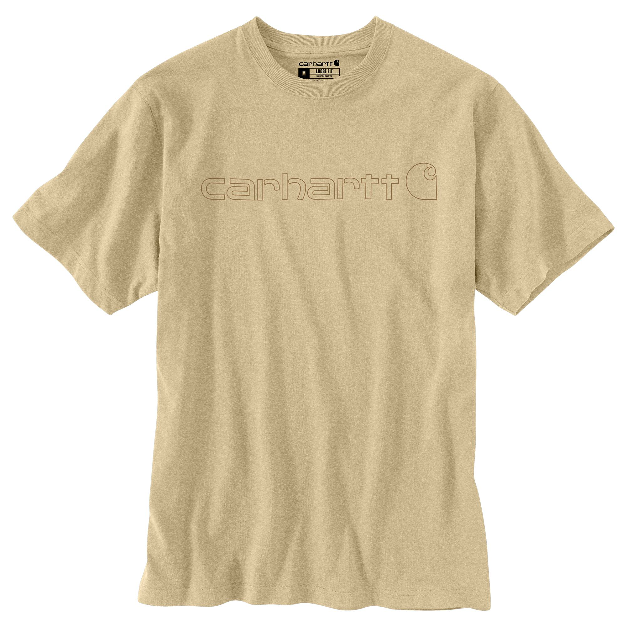 Image of Carhartt Logo Graphic Loose-Fit Heavyweight Short-Sleeve T-Shirt - Beach Heather - XL