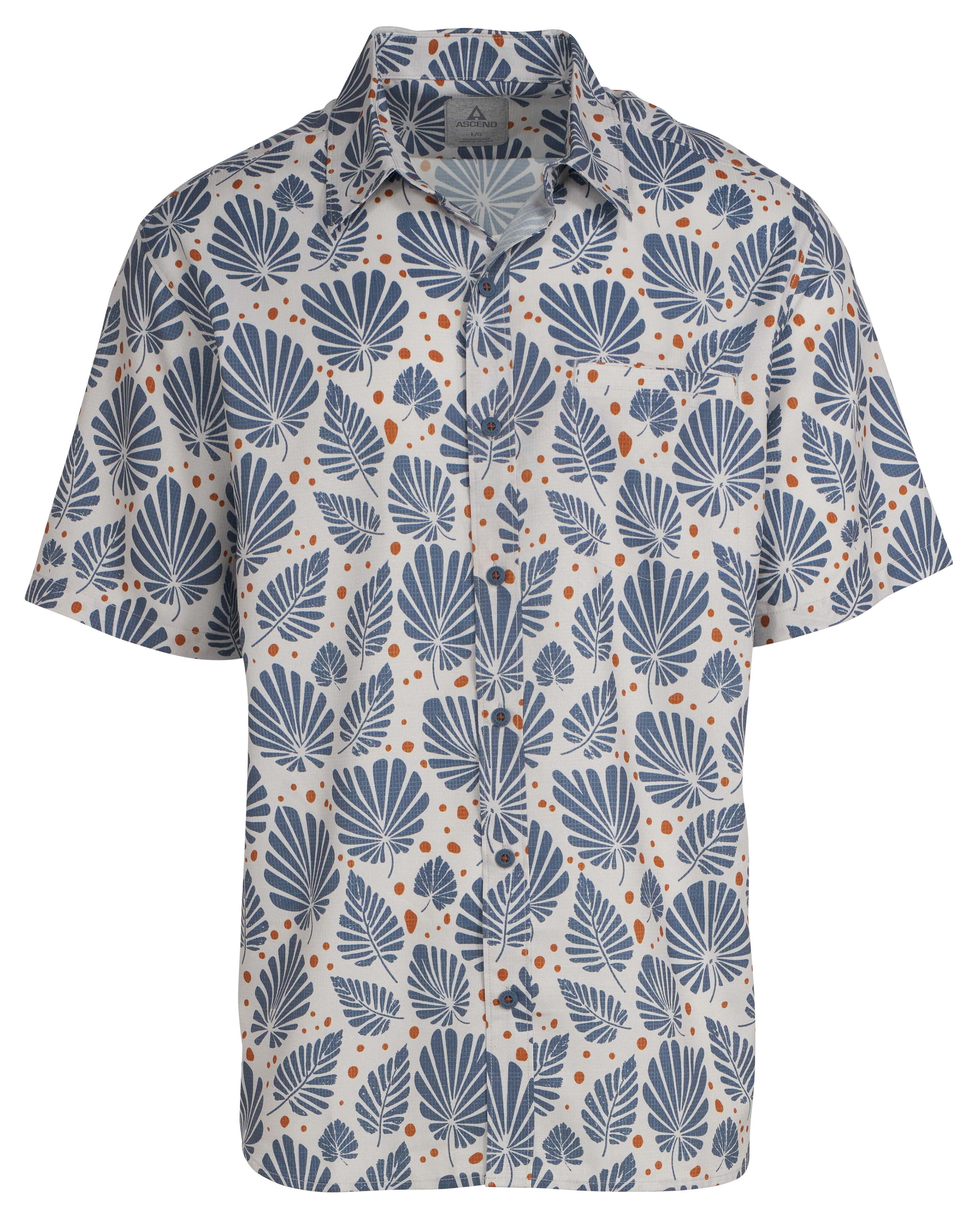 Image of Ascend Fireside Woven Button-Down Pocket Short-Sleeve Shirt - Mushroom Print - M
