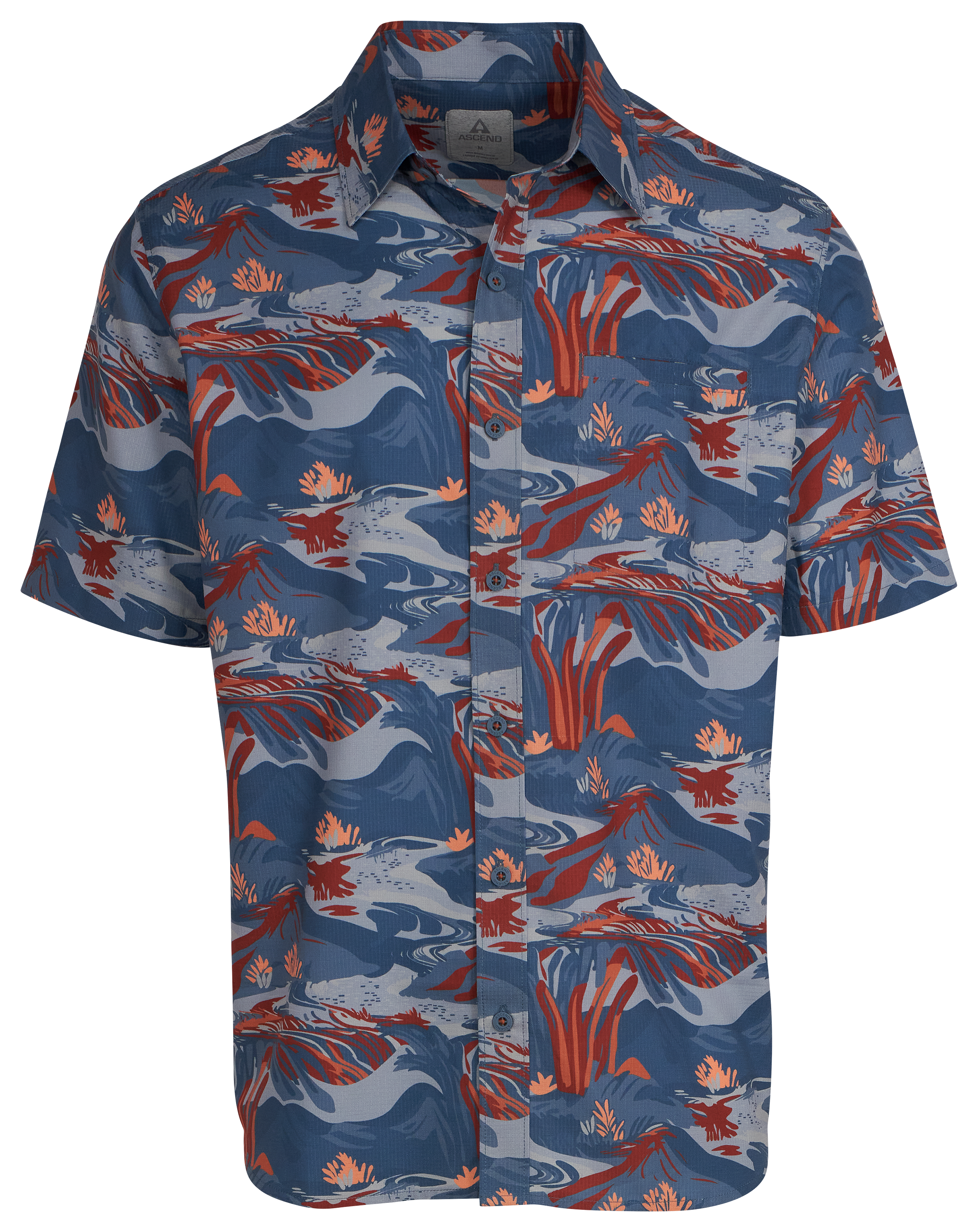 ASCEND Fireside Woven Button-Down Pocket Short-Sleeve Shirt