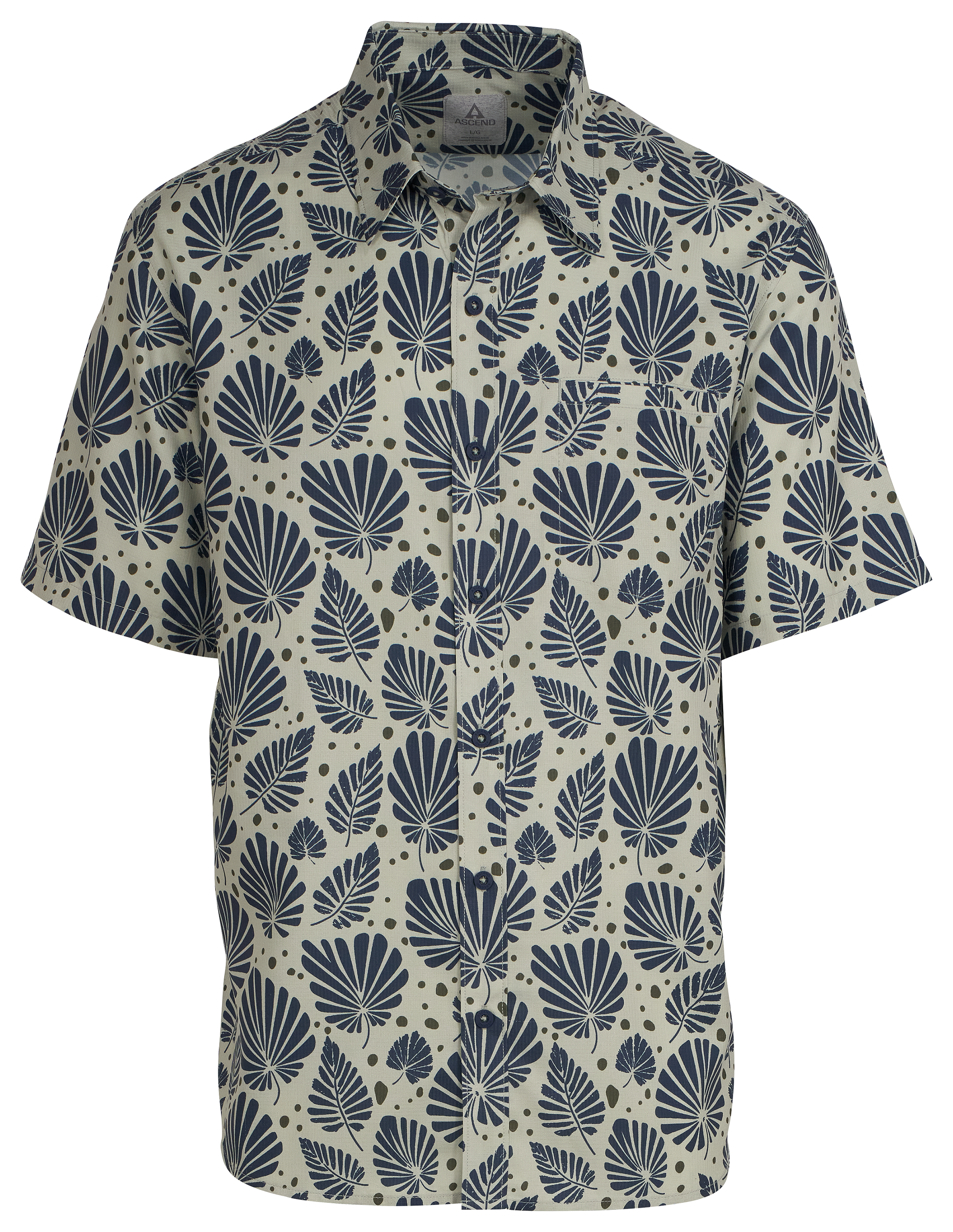 Image of Ascend Fireside Woven Button-Down Pocket Short-Sleeve Shirt - Desert Sage Print - M