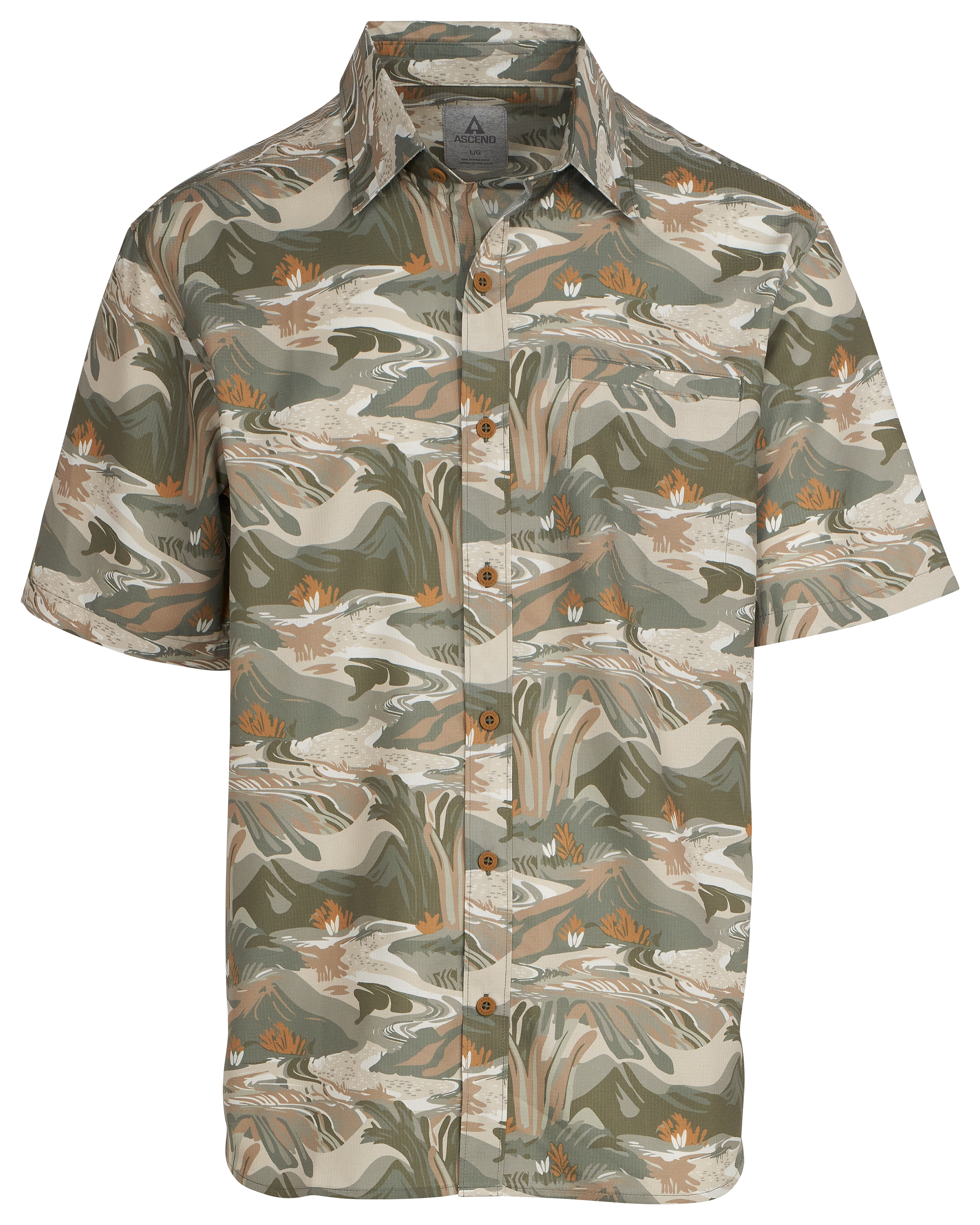 ASCEND Fireside Woven Button-Down Pocket Short-Sleeve Shirt