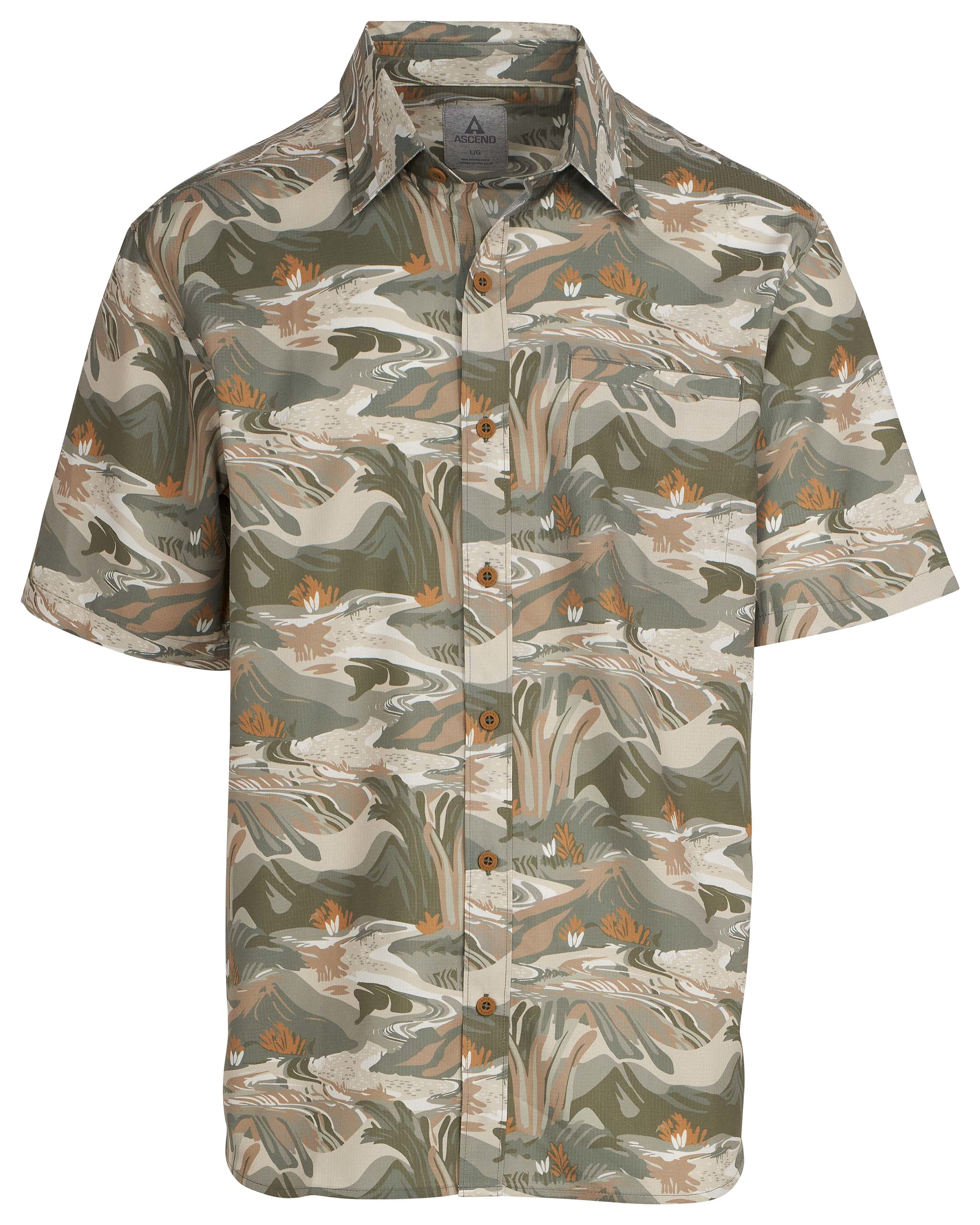 ASCEND Fireside Woven Button-Down Pocket Short-Sleeve Shirt