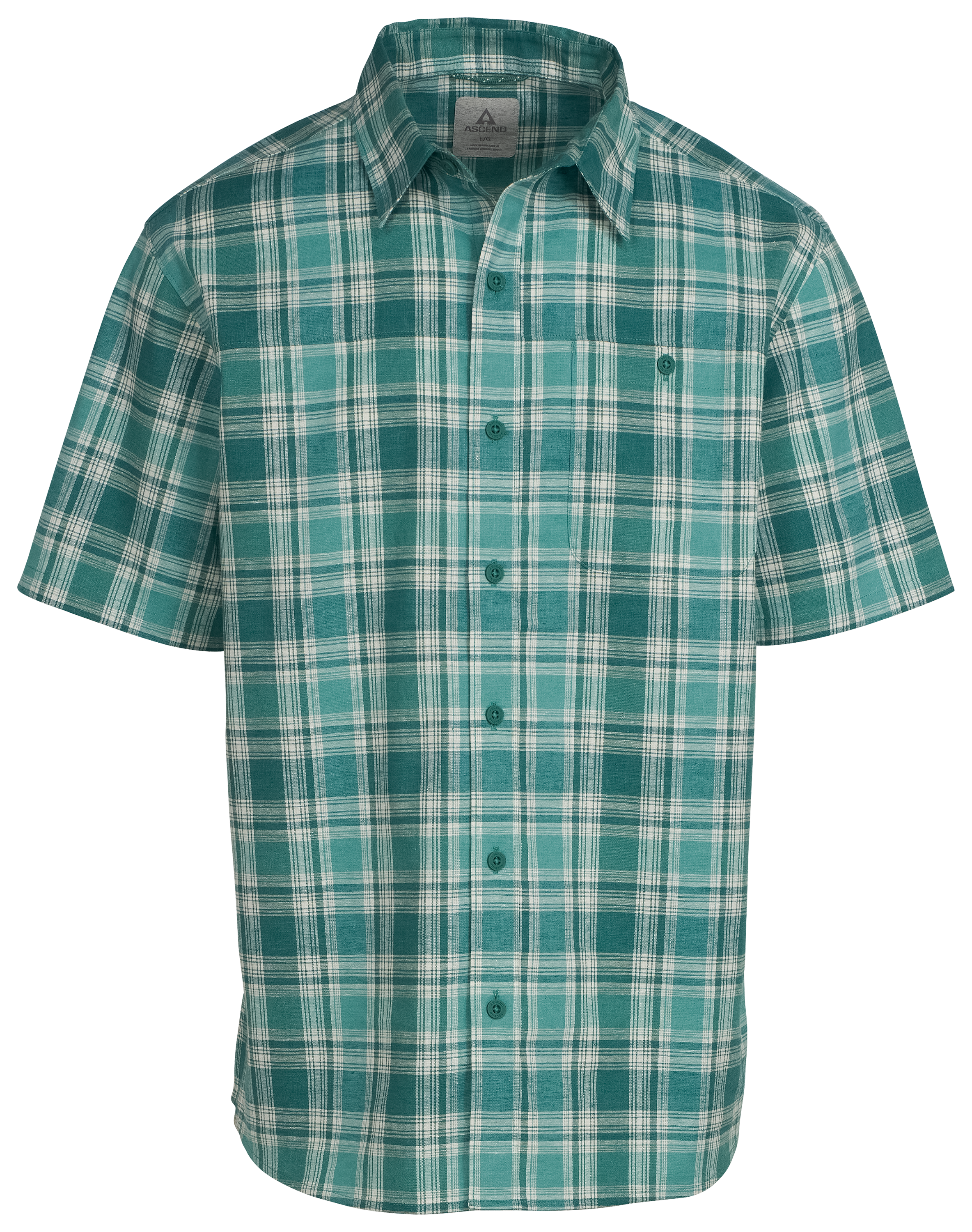 Image of Ascend Zephyr Campside Short-Sleeve Shirt - Teal Plaid