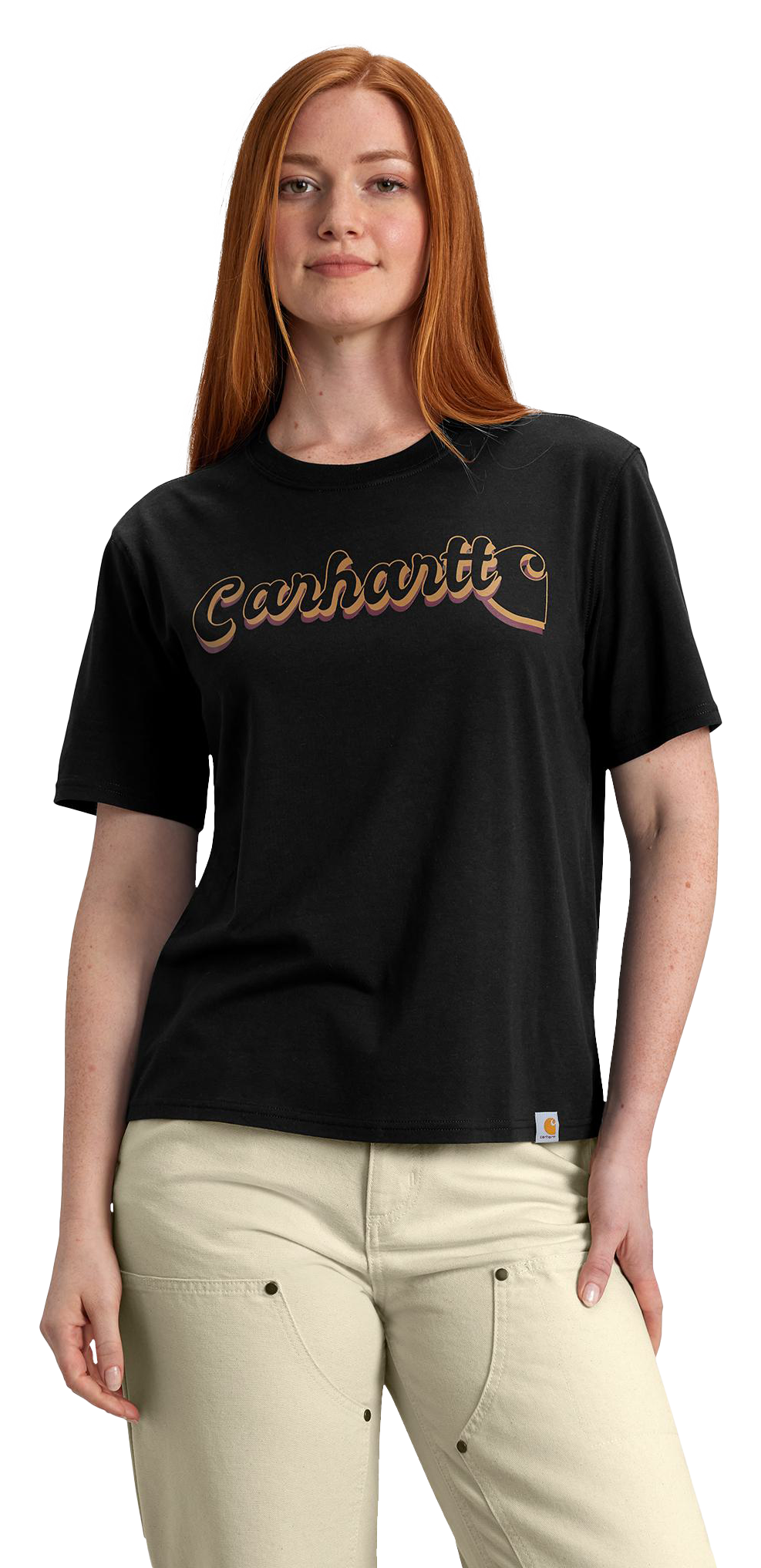 Image of Carhartt Tencel Fiber Series Script Graphic Loose-Fit Short-Sleeve T-Shirt for Ladies - Black - M