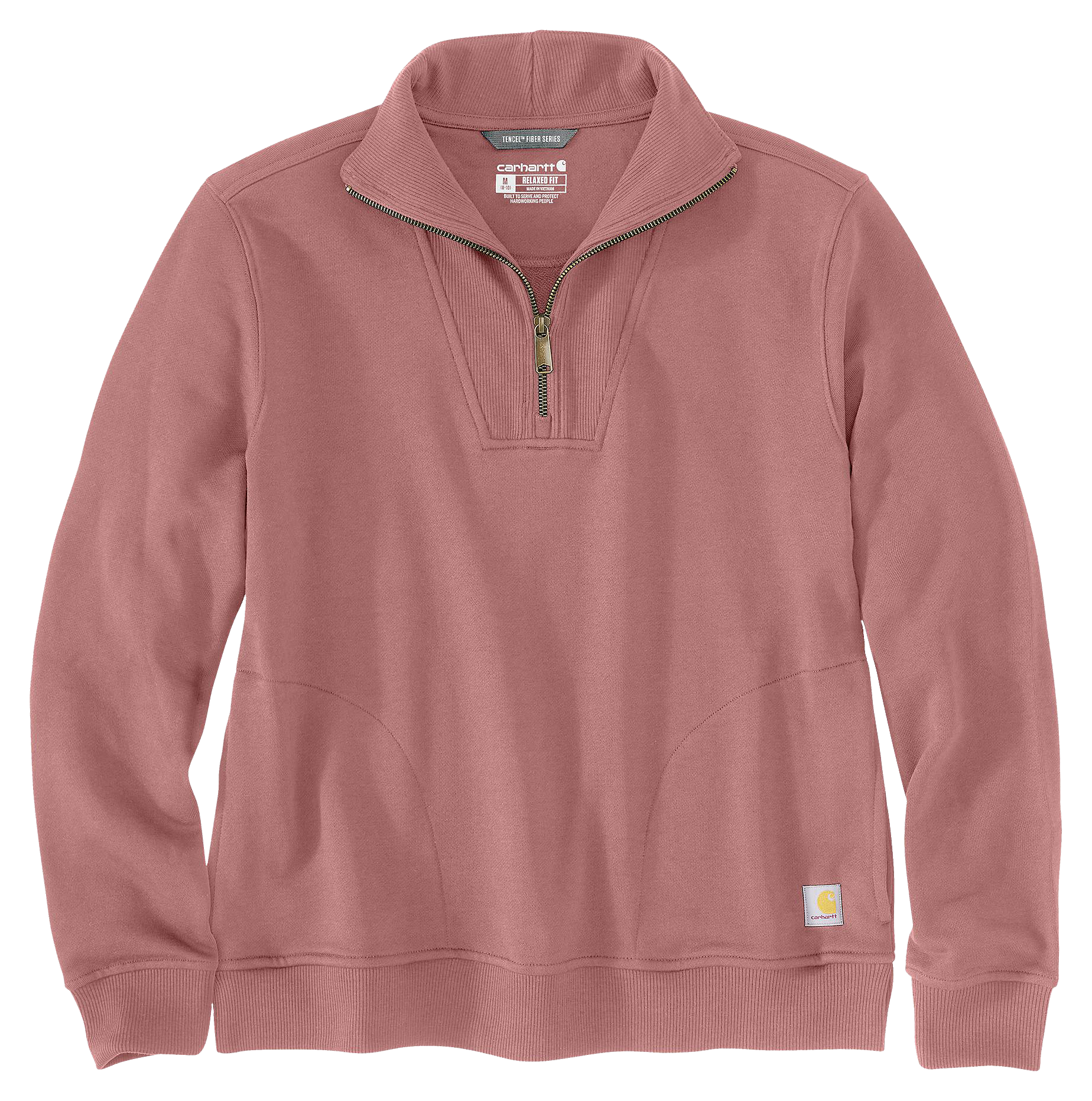 Image of Carhartt TENCEL Fiber Series Relaxed-Fit Half-Zip Long-Sleeve Sweatshirt for Ladies - Rose Tint - M