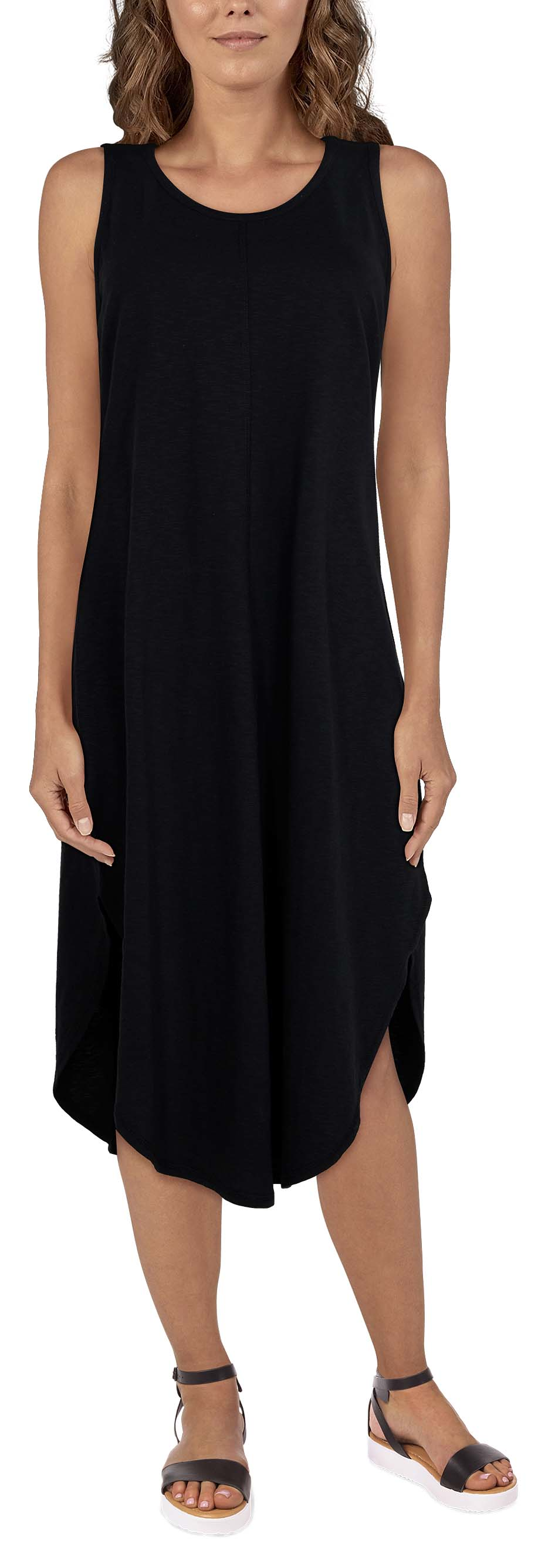 Image of Natural Reflections Slub Knit Sleeveless Midi Dress - Moonless Night - XL