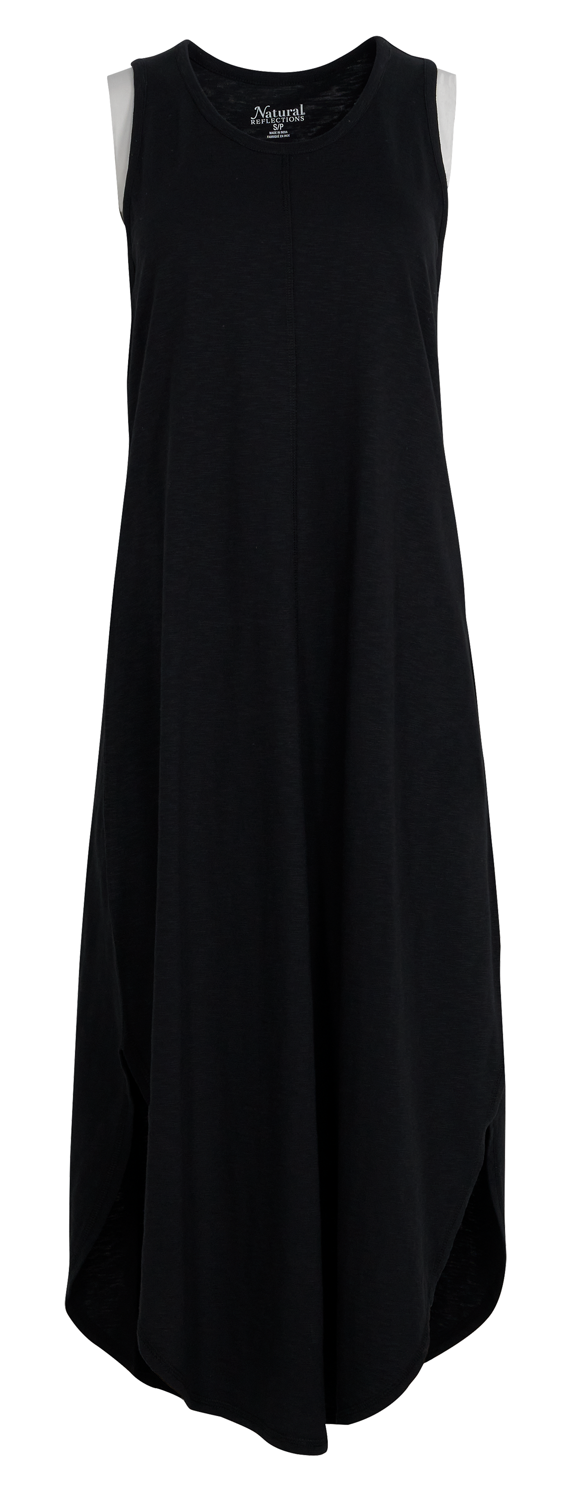 Image of Natural Reflections Slub Knit Sleeveless Midi Dress - Moonless Night
