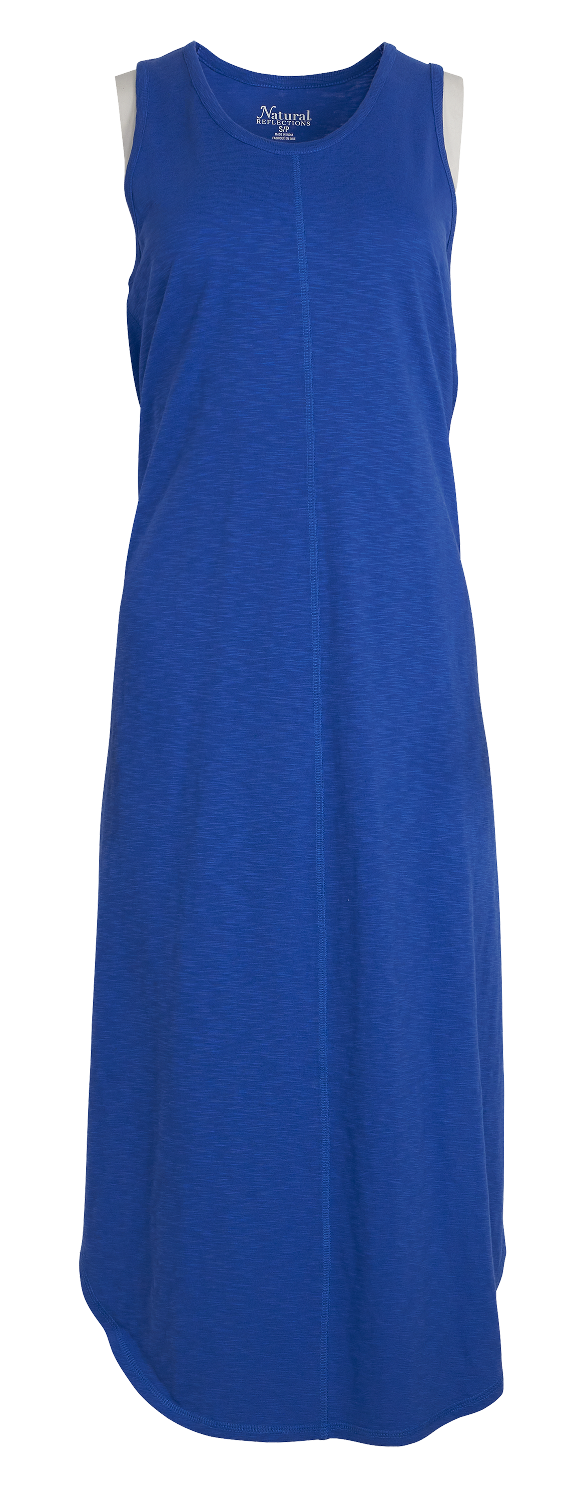 Image of Natural Reflections Slub Knit Sleeveless Midi Dress - Dazzling Blue