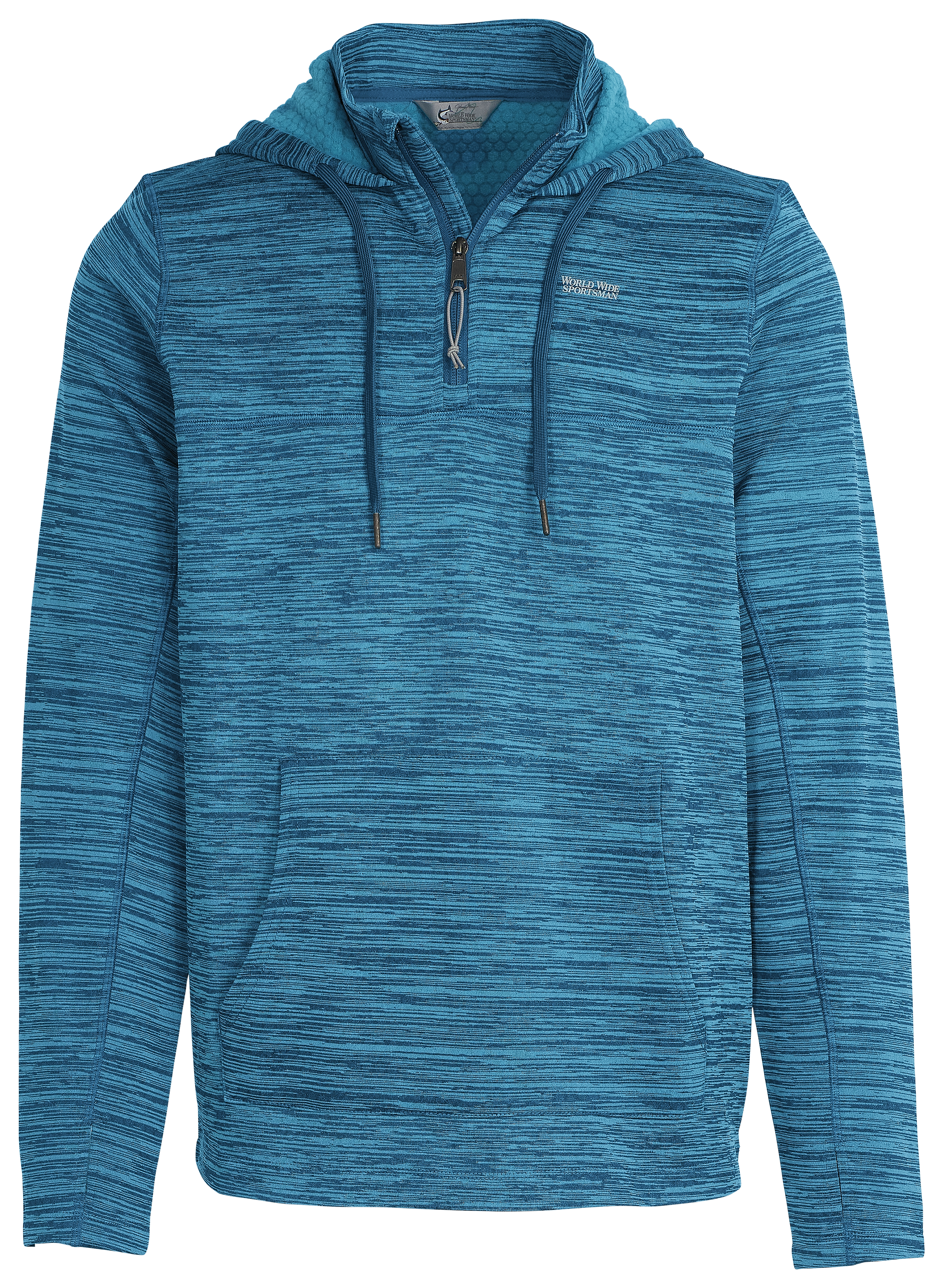 Image of World Wide Sportsman Grid Fleece Quarter-Zip Hoodie - Milky Blue/Dark Blue - S
