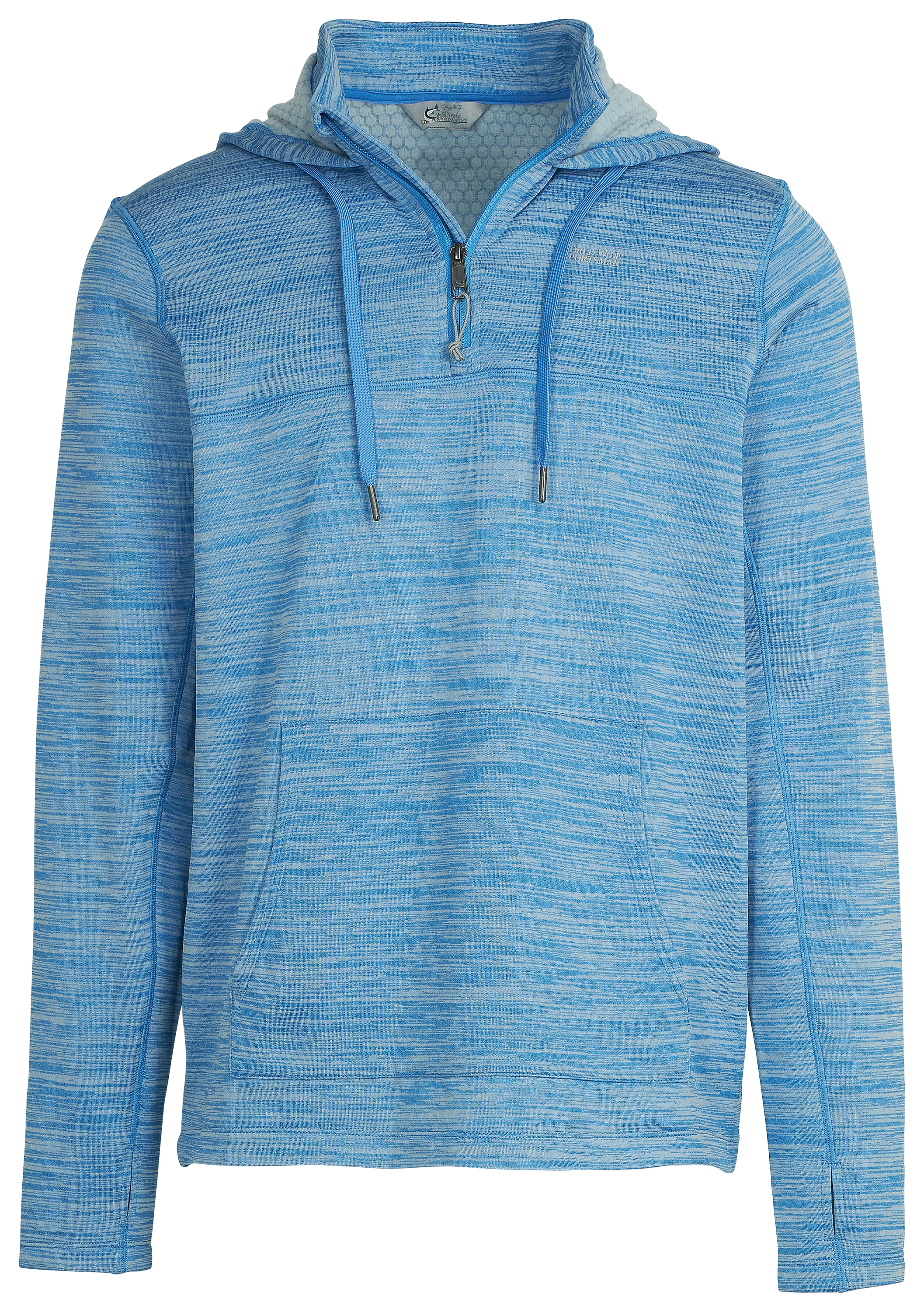 Image of World Wide Sportsman Grid Fleece Quarter-Zip Hoodie for Men - Ballad Blue/Azure - M