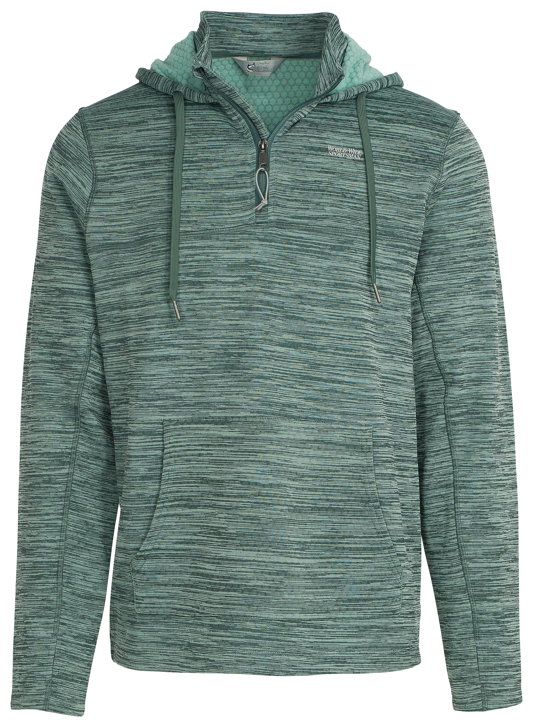 Image of World Wide Sportsman Grid Fleece Quarter-Zip Hoodie - Aquifer/Silver Pine - L