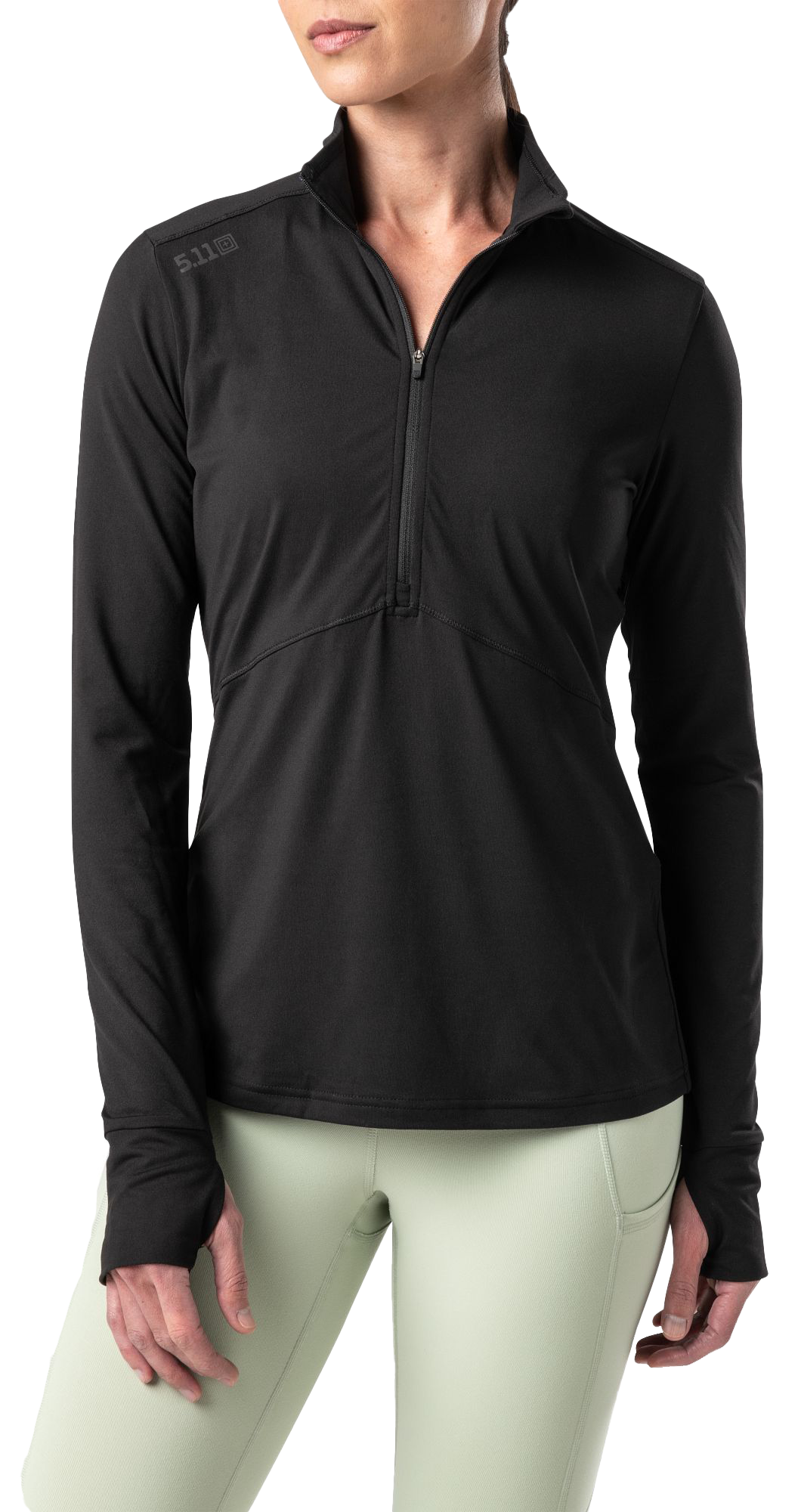 Image of 5.11 Tactical PT-R Catalyst Half-Zip Long-Sleeve Pullover for Ladies - Black - L