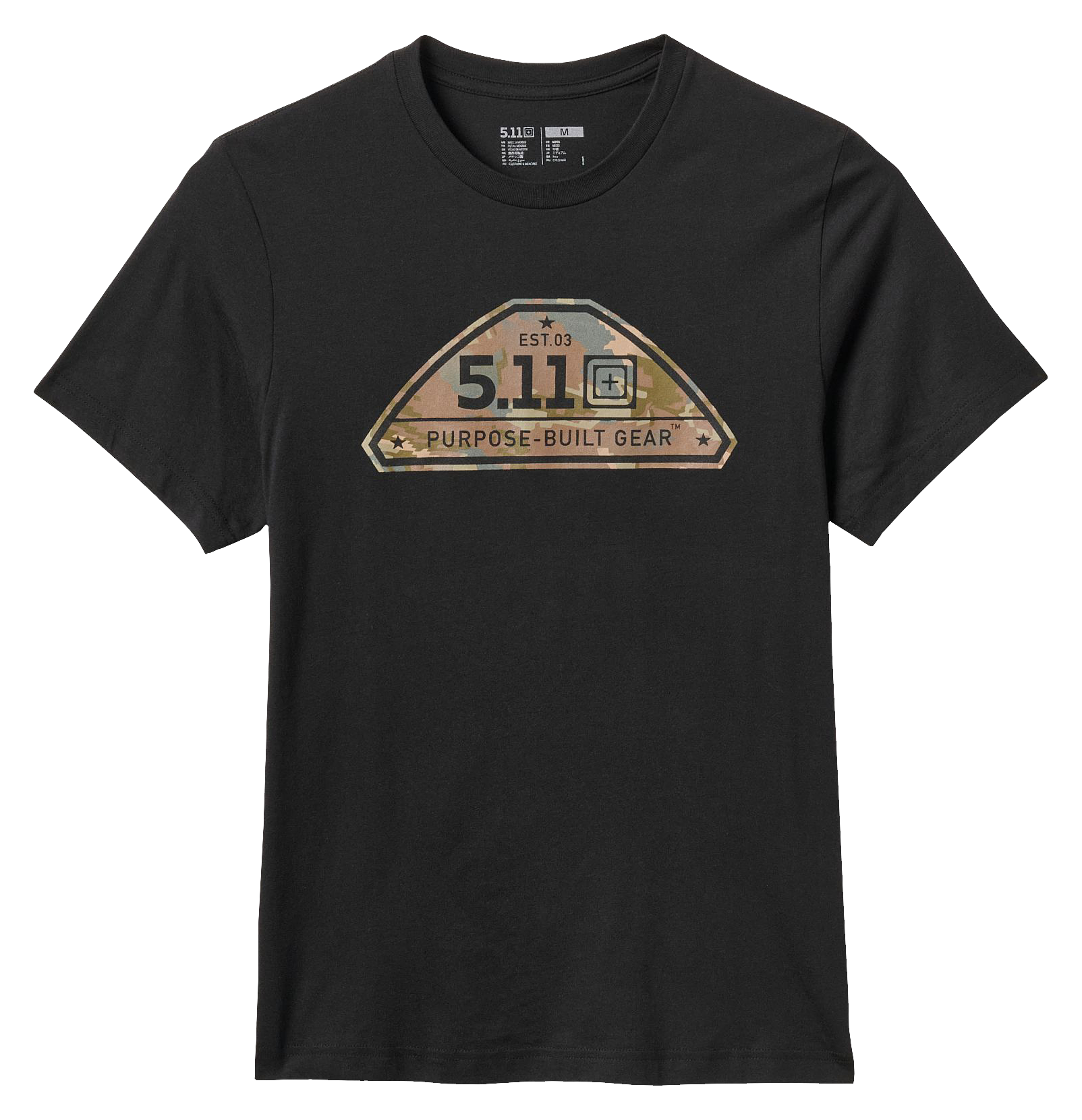 Image of 5.11 Tactical Camo Crest Short-Sleeve T-Shirt for Men - Black - XL