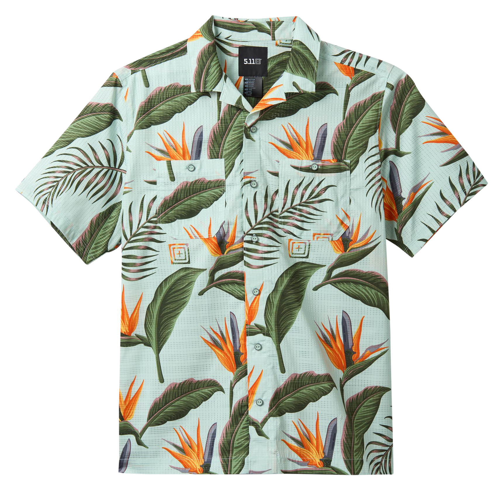 Image of 5.11 Tactical Adventure Print Short-Sleeve Shirt for Men - Light Aqua Knives of Paradise - 2XL