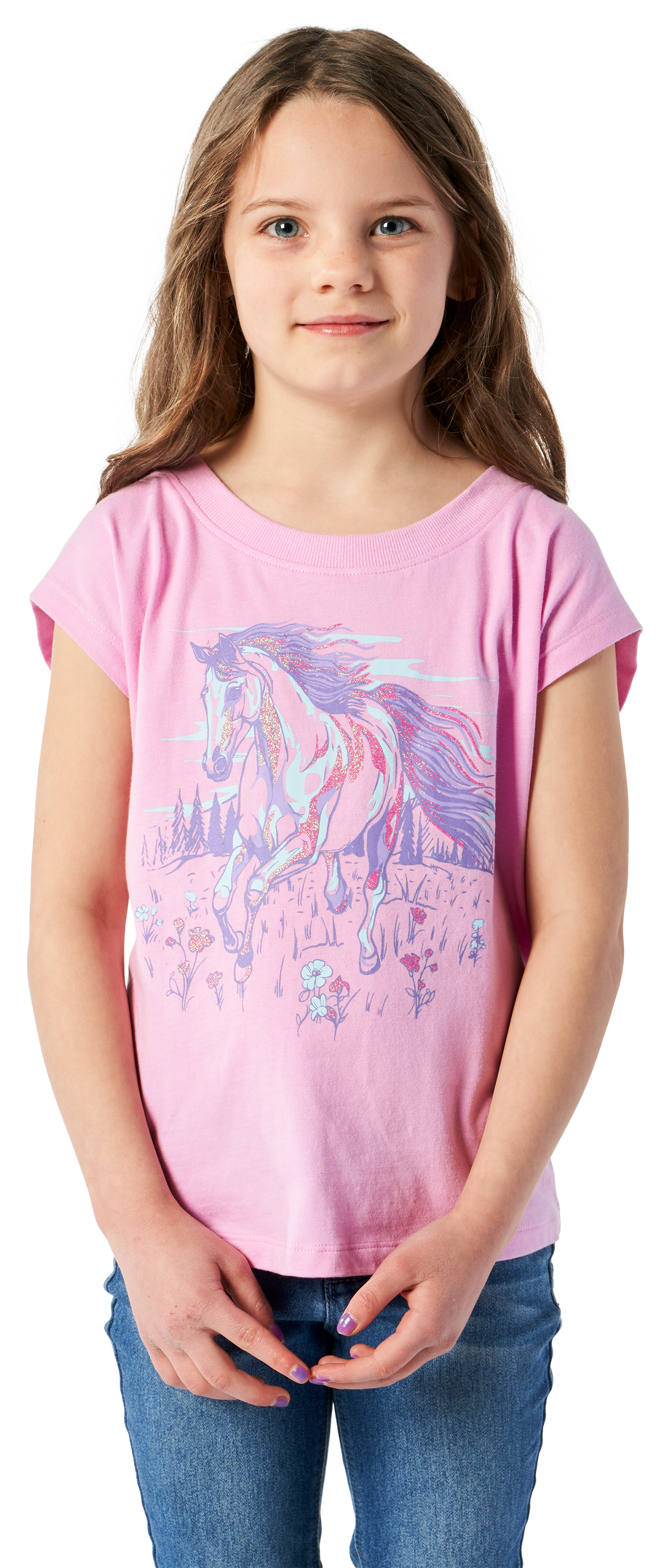 Image of Bass Pro Shops Trail Graphic Cap-Sleeve T-Shirt for Kids - Lilac Chiffon