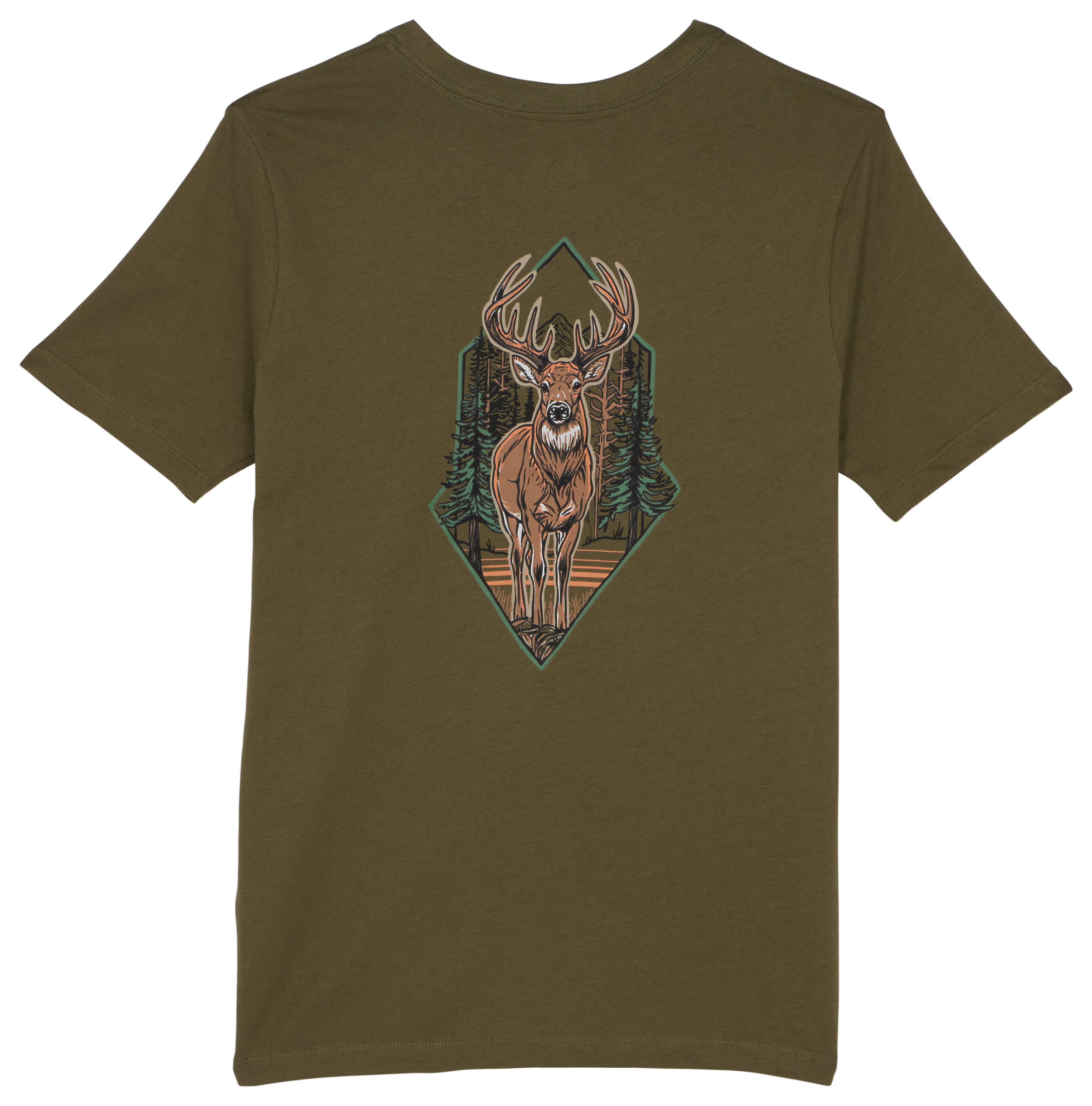 Image of Bass Pro Shops Trail Glow-in-the-Dark Graphics Short-Sleeve T-Shirt for Kids - Burnt Olive - XS
