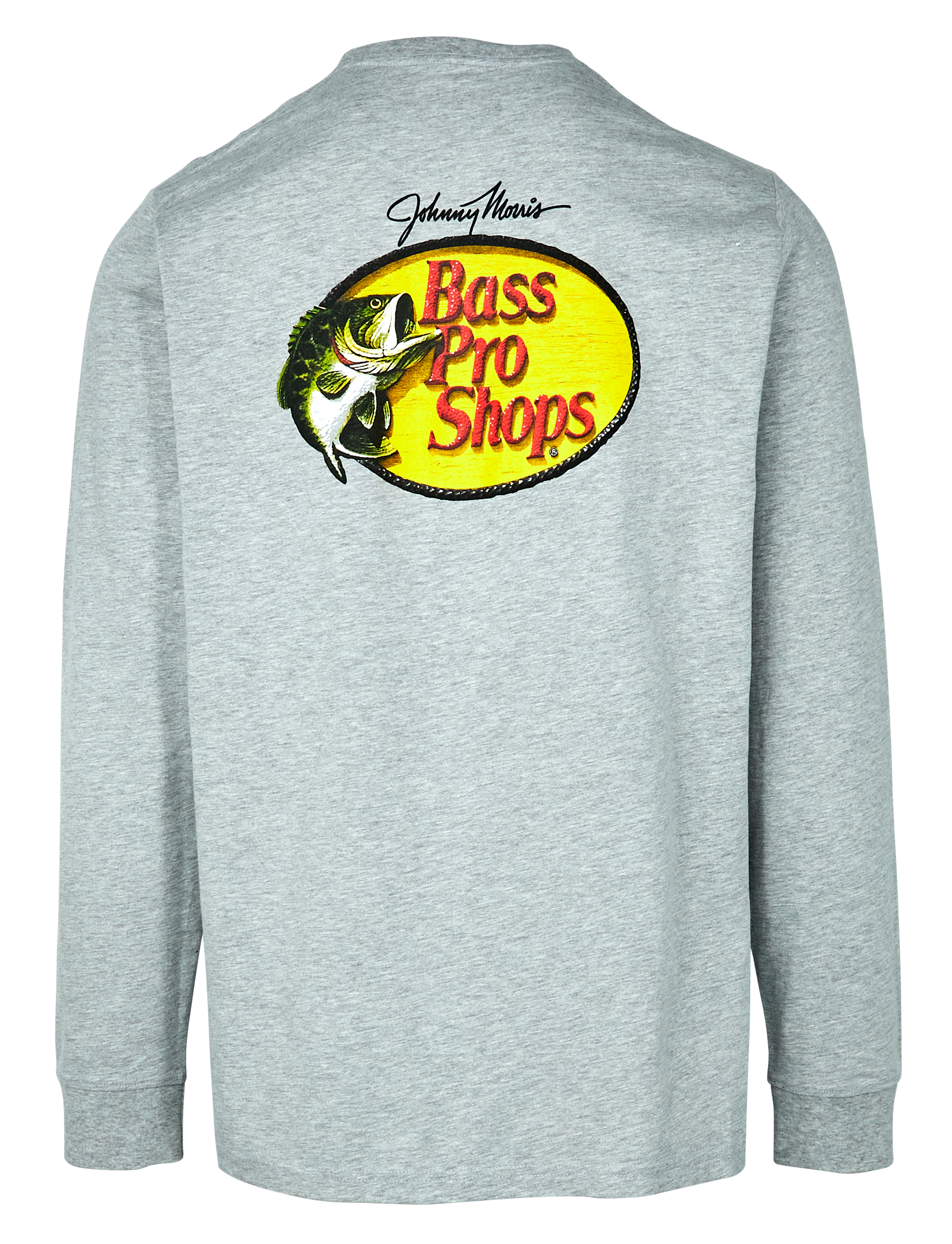 Image of Bass Pro Shops Woodcut Logo Long-Sleeve Pocket T-Shirt for Men - Heather Gray