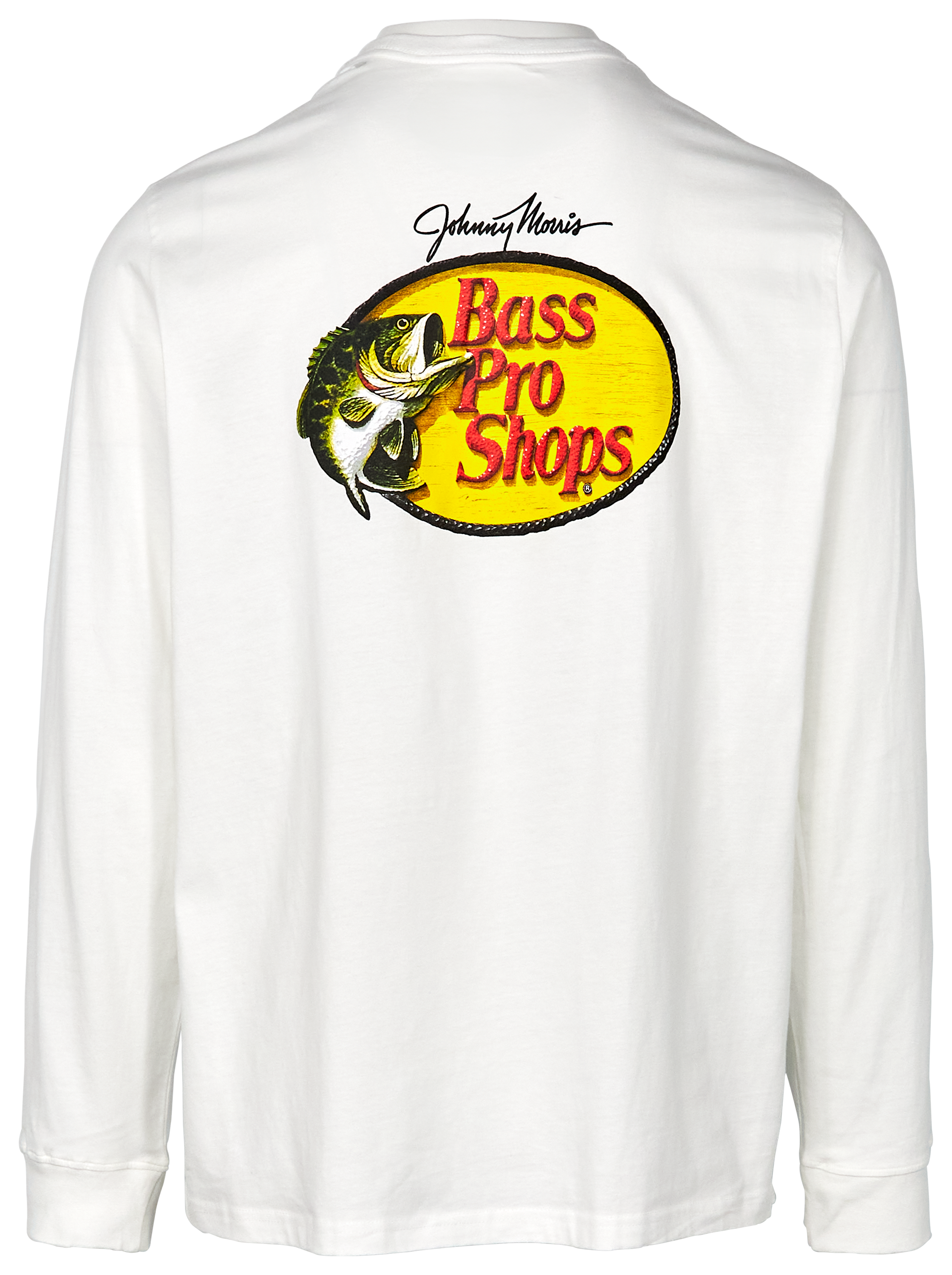 Image of Bass Pro Shops Woodcut Logo Long-Sleeve Pocket T-Shirt for Men - White