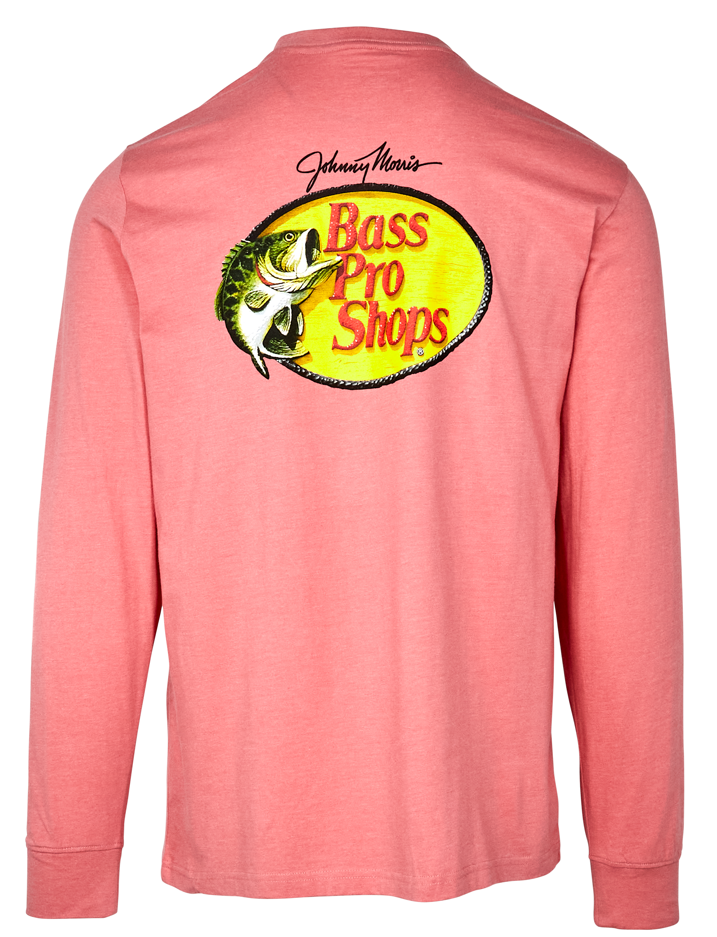 Image of Bass Pro Shops Woodcut Logo Long-Sleeve Pocket T-Shirt for Men - Pink