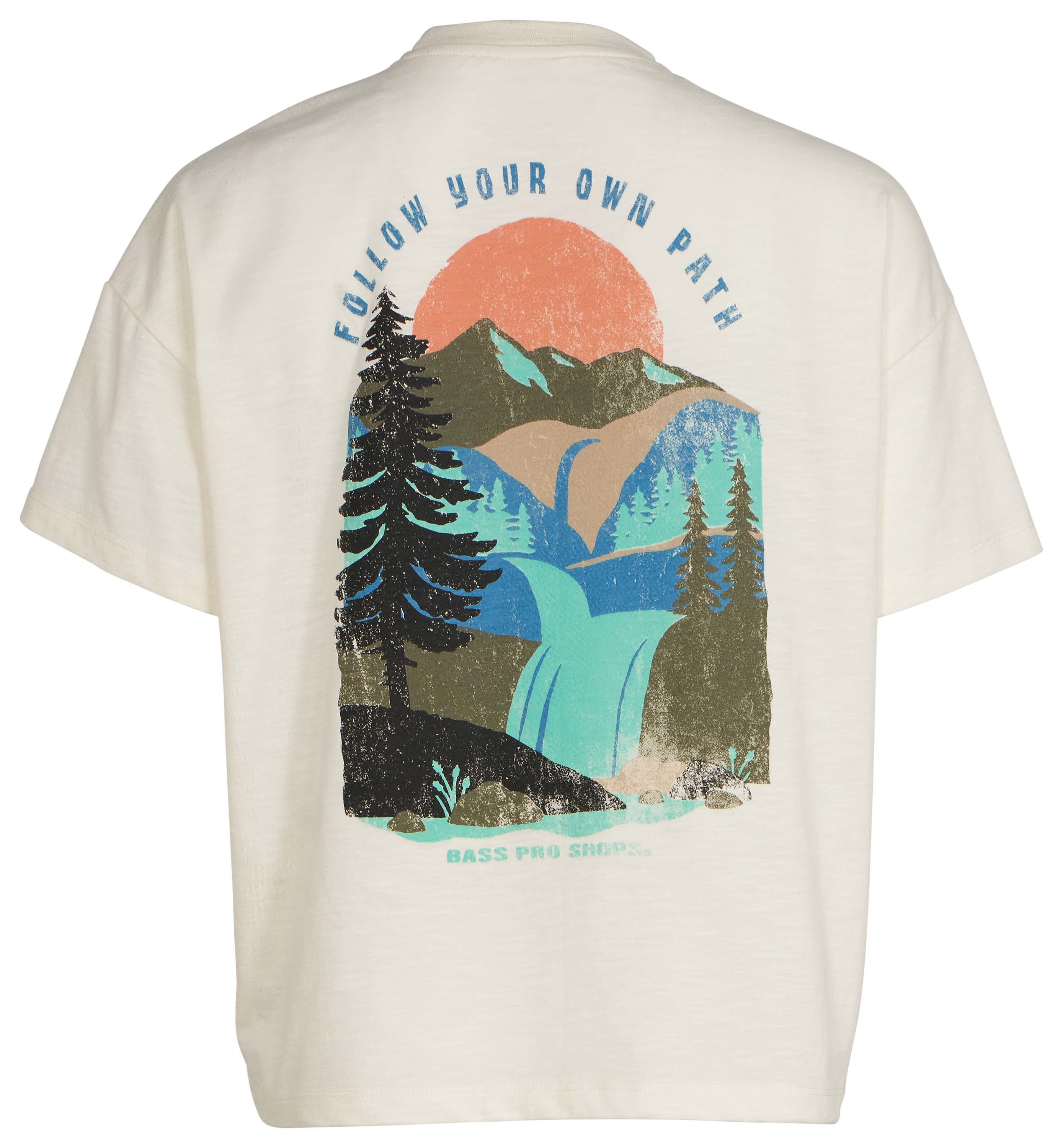 Image of Bass Pro Shops Mountain Path Graphic Short-Sleeve T-Shirt for Ladies - Whisper White