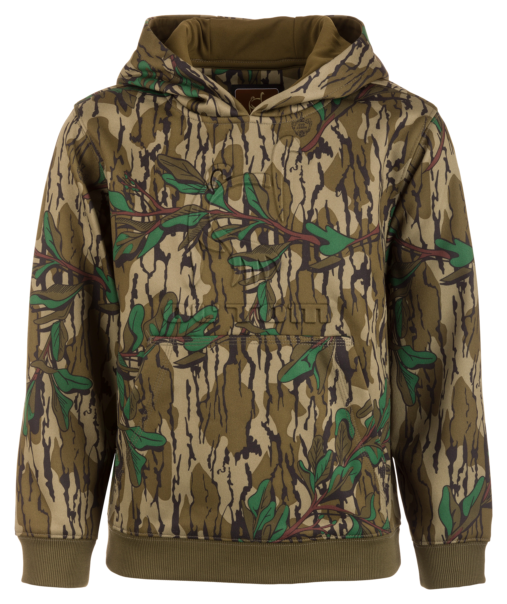 Image of Ol' Tom Embossed Logo Hoodie for Men - Mossy Oak Geenleaf