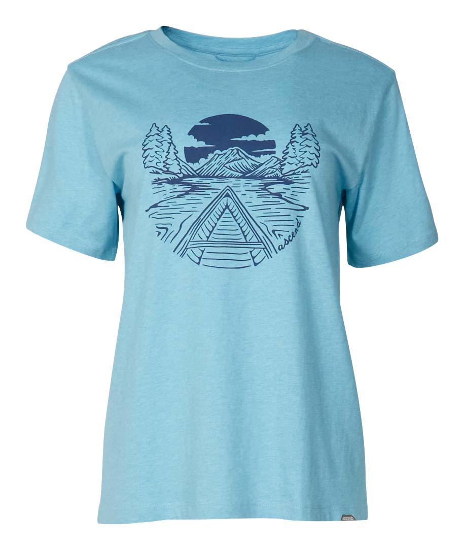 Image of Ascend Organic Canoe Trip Graphic Short-Sleeve T-Shirt - Blue Heather Canoe Trip - S